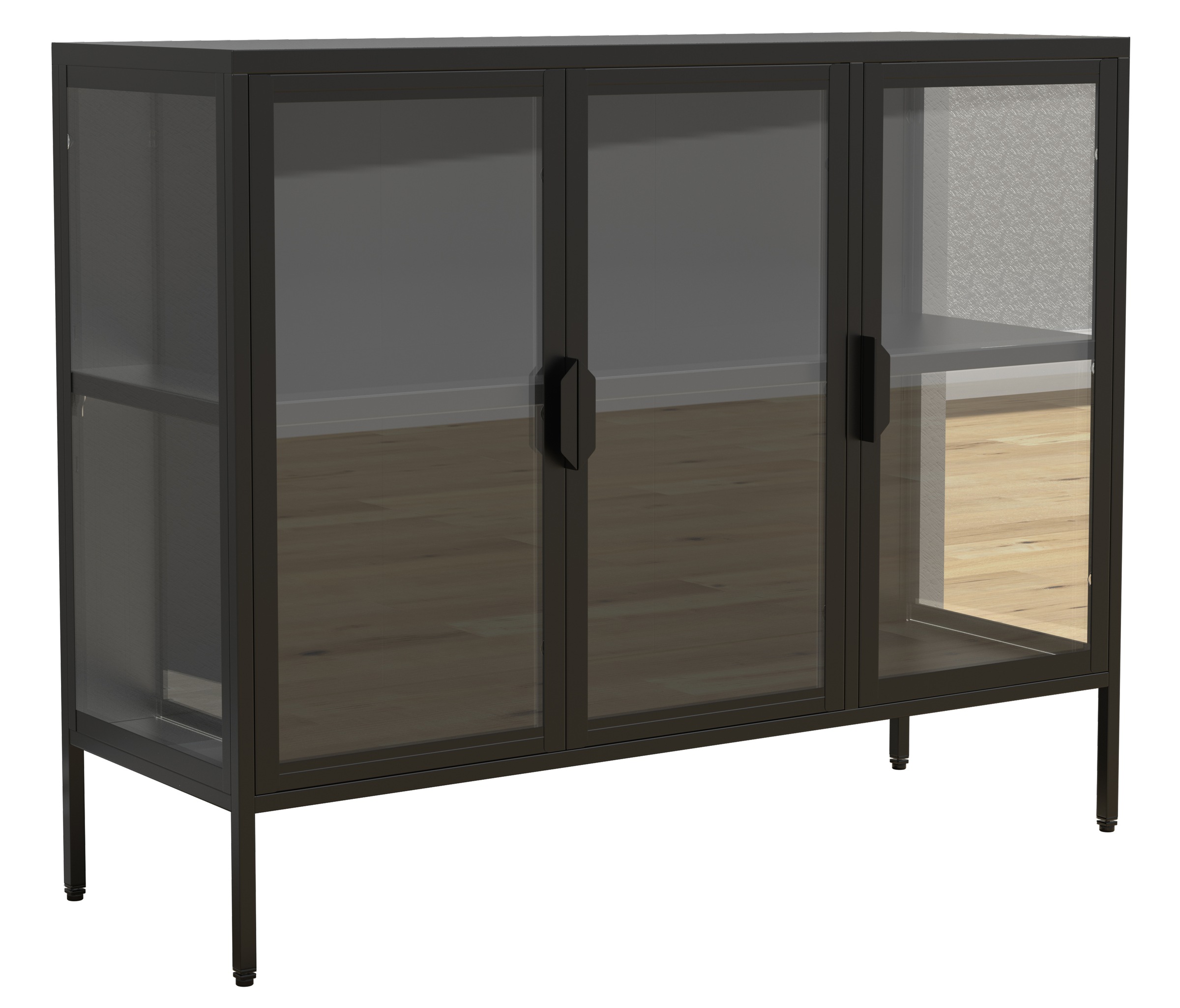 VCM Standvitrine »Stahl Glas Vitrine Sideboard Kommode Floka L«