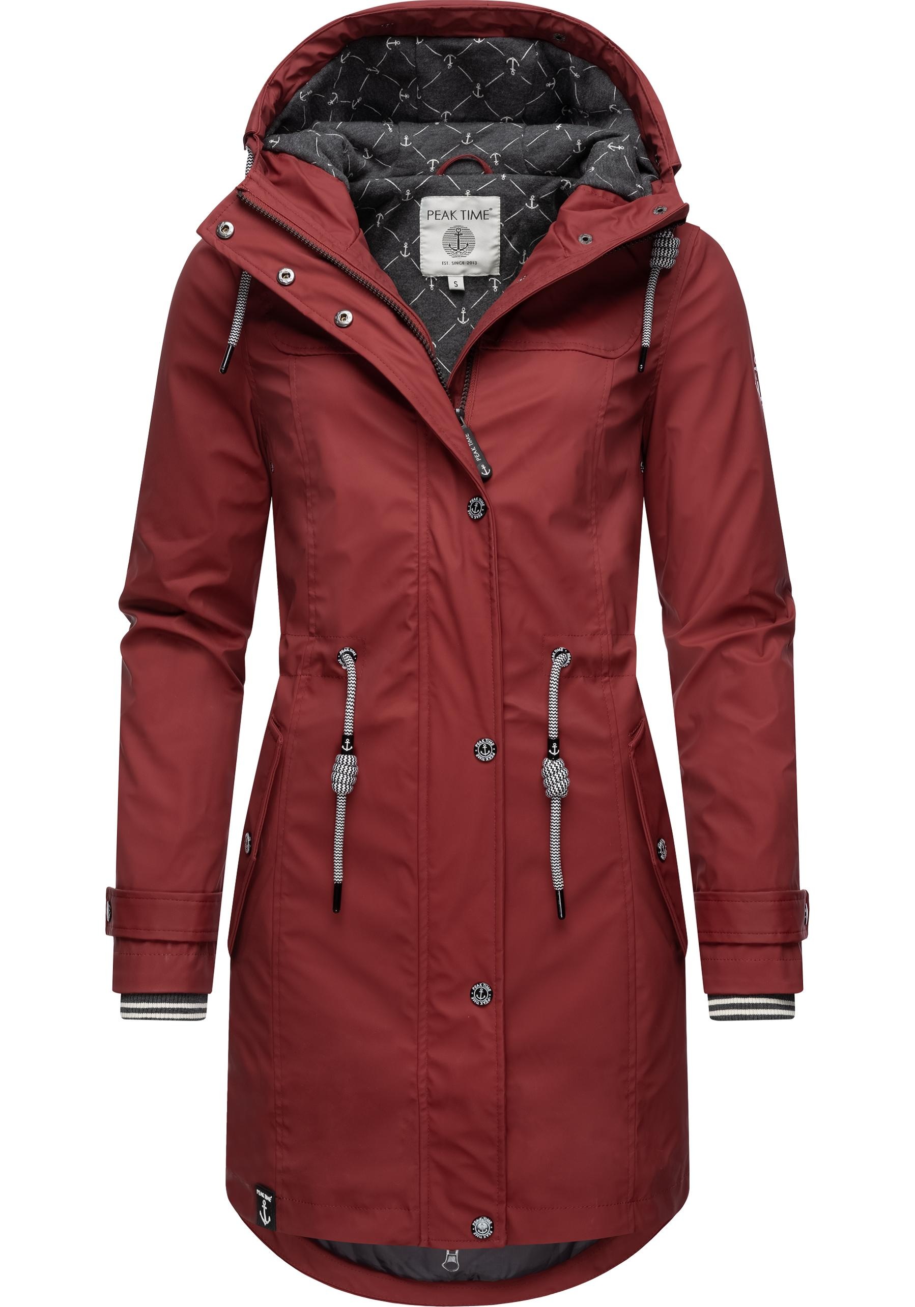 PEAK TIME Regenjacke "L60042", mit Kapuze, stylisch taillierter Regenmantel für Damen