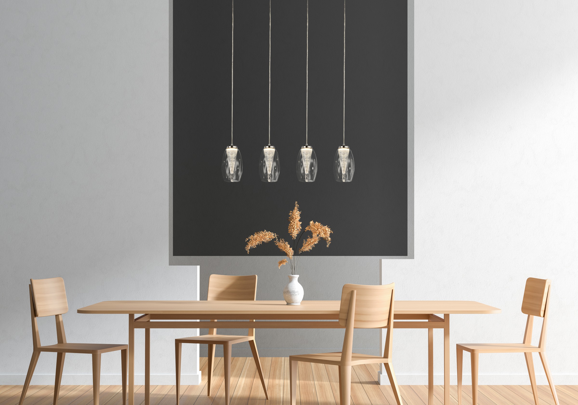 Searchlight Pendelleuchte »Cyclone 4Lt Bar-Anhänger - Chrom- und Klarglas« LED-Modul 1 Stk.