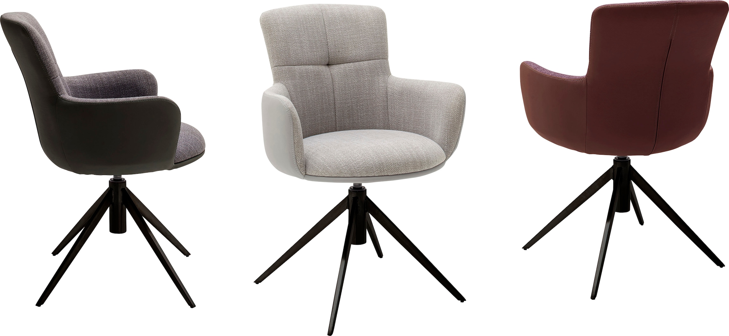 MCA furniture Esszimmerstuhl »Mecana«, (Set), 2 St., 2er Set Materialmix, Stuhl 360° drehbar mit Nivellierung, bis 120 kg