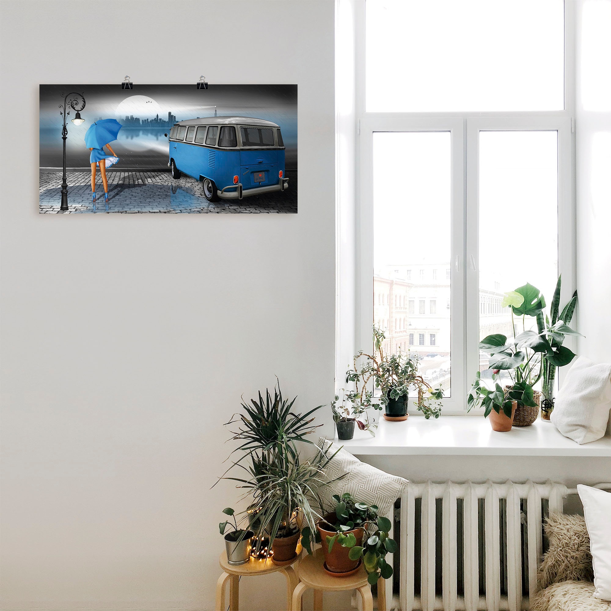 Artland Wandbild »Regennacht in Blau mit Bulli T1« Auto 1 Stk. tlg. als Leinwandbild, Poster, Wandaufkleber in verschied. Größen