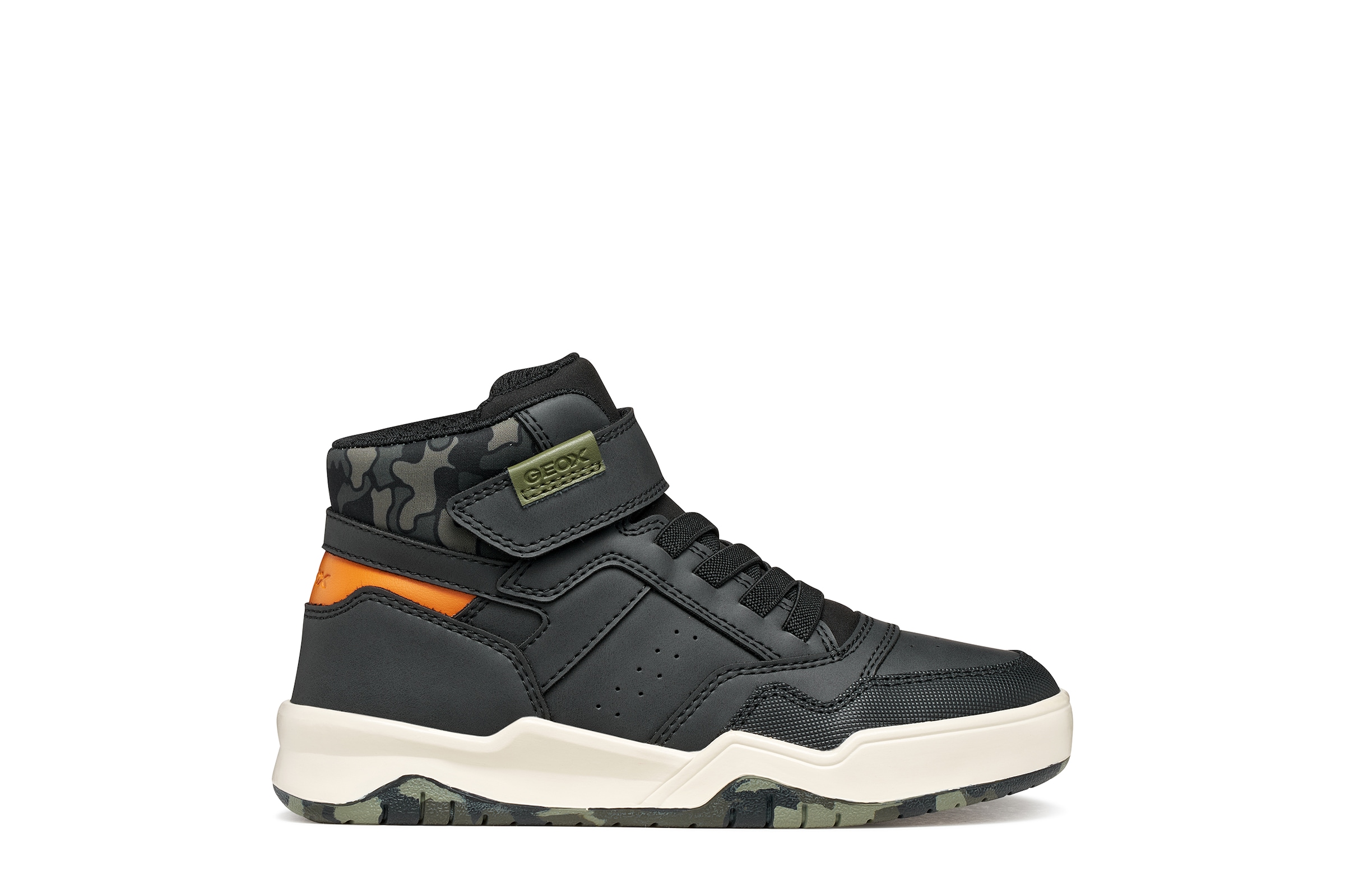 Geox Sneaker »J PERTH BOY«  Freizeitschuh mit Kontrastbesätzen, Gummizug und Klettriemchen