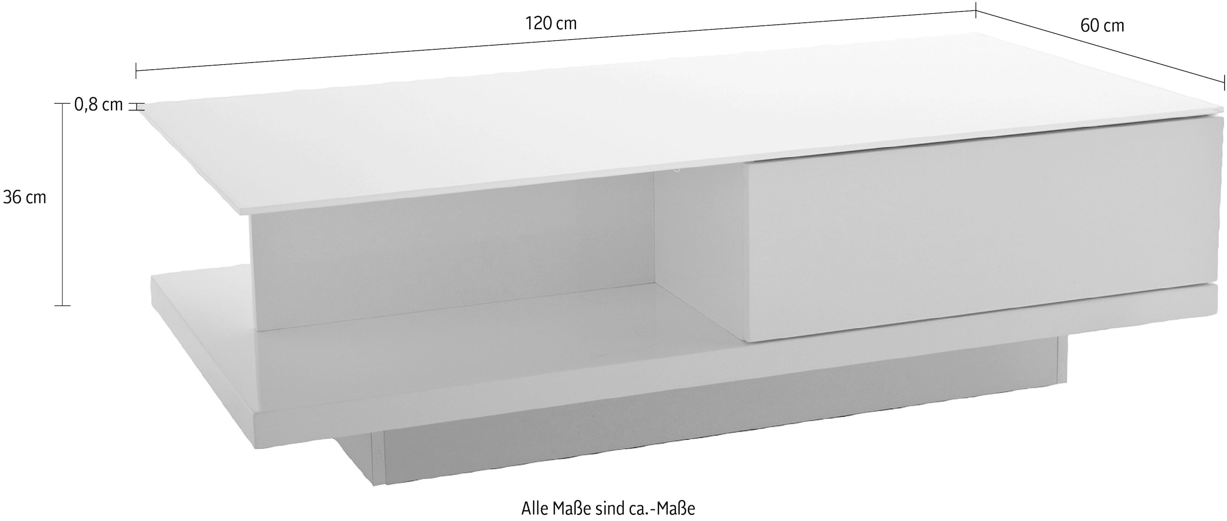 SalesFever Couchtisch, mit Tischplatte aus gehärtetem Kristallglas