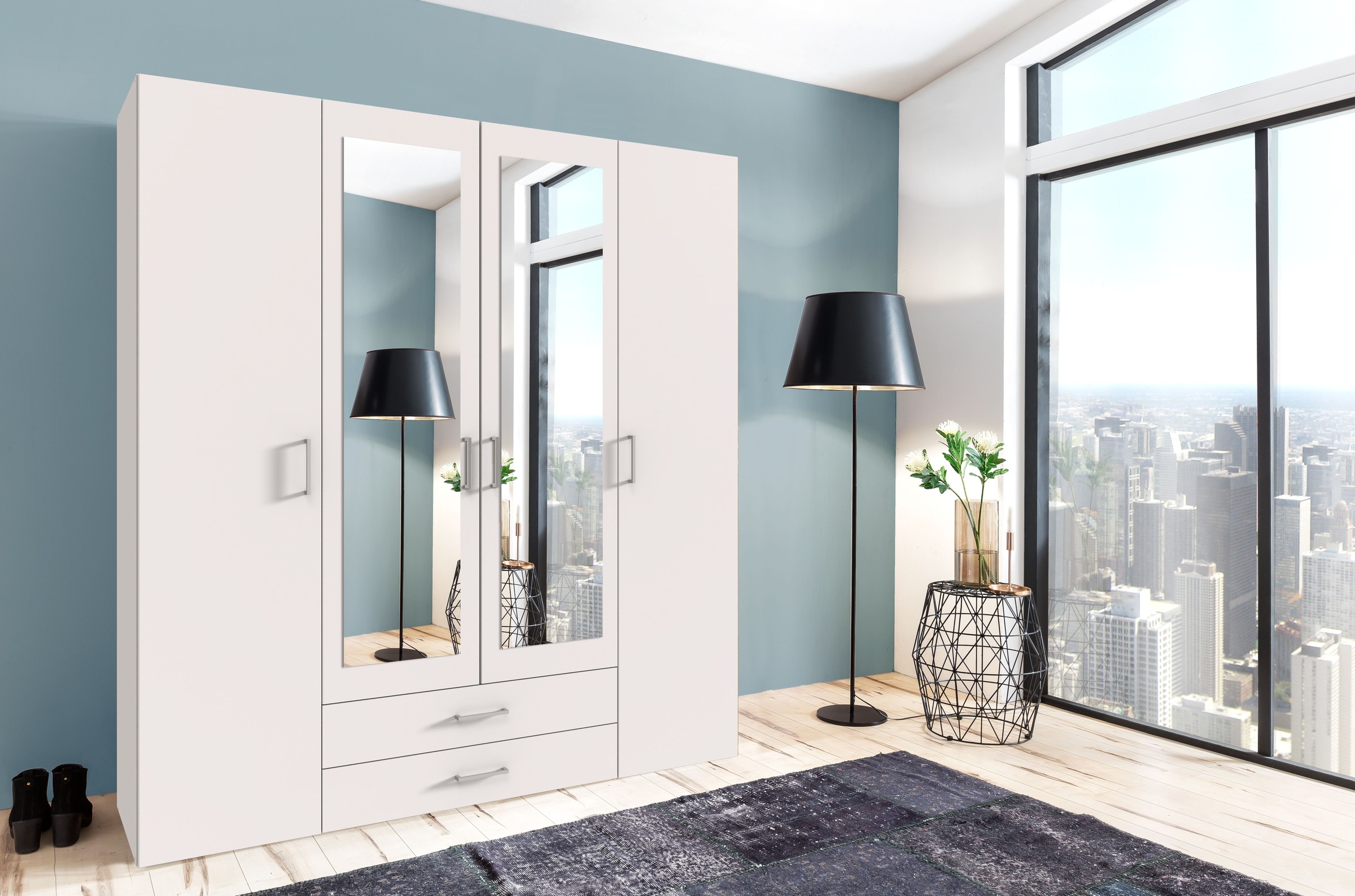 Wimex Drehtürenschrank "Mugano" mit langen oder kurzen Griffen aus Metall, günstig online kaufen