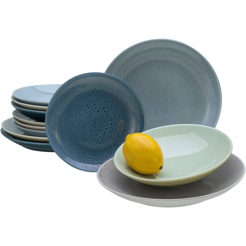 CreaTable Teller-Set »Geschirr-Set Reactive«, (Set, 12 tlg., Tafelservice für 4 Personen)