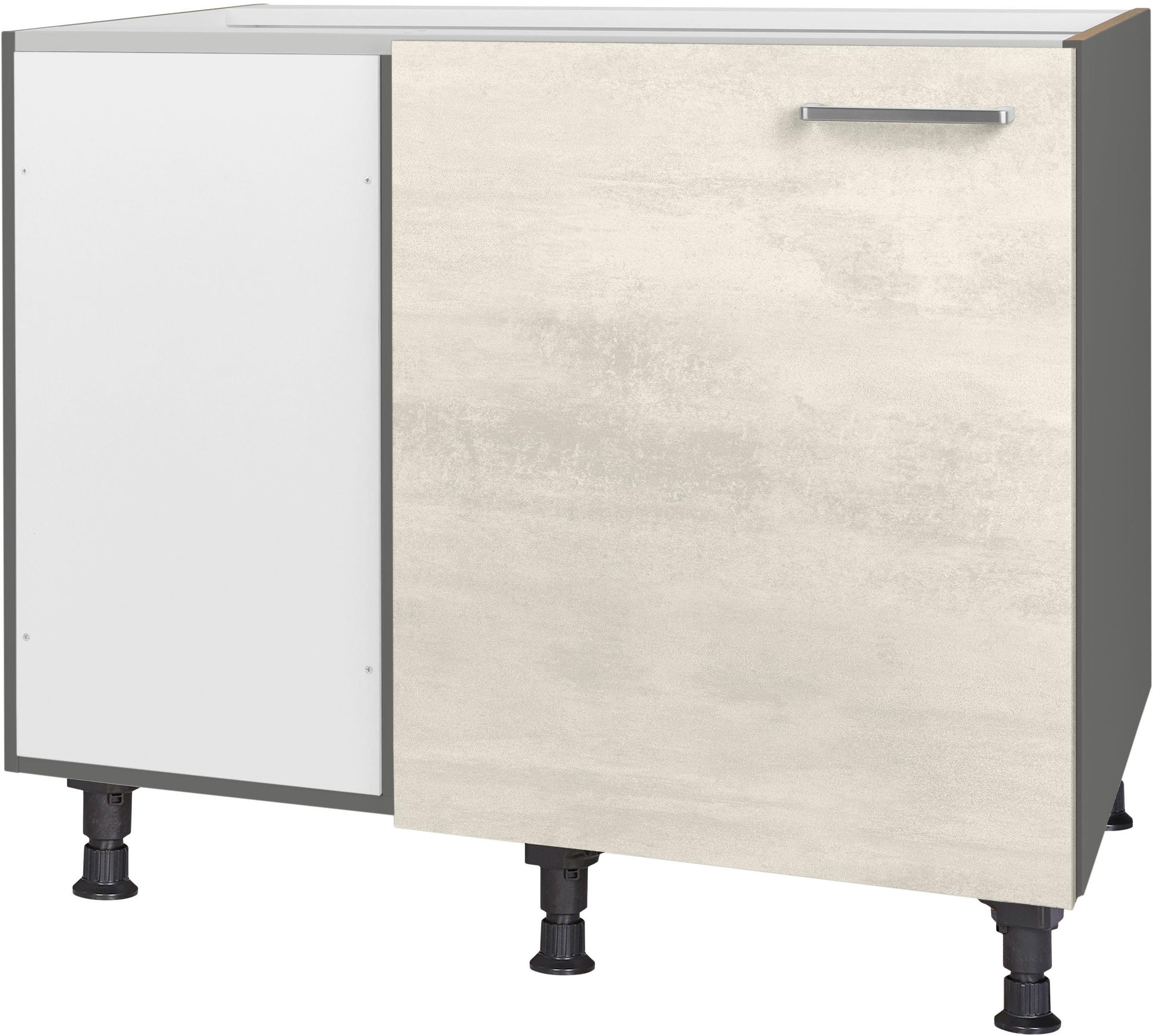 Eckunterschrank NOBILIA, B:100cm H:87cm T:58,3cmfront: weißbeton nachbildung, korpus: schiefergrau, Küche, Schränke, ""Riva", vormontiert", mit