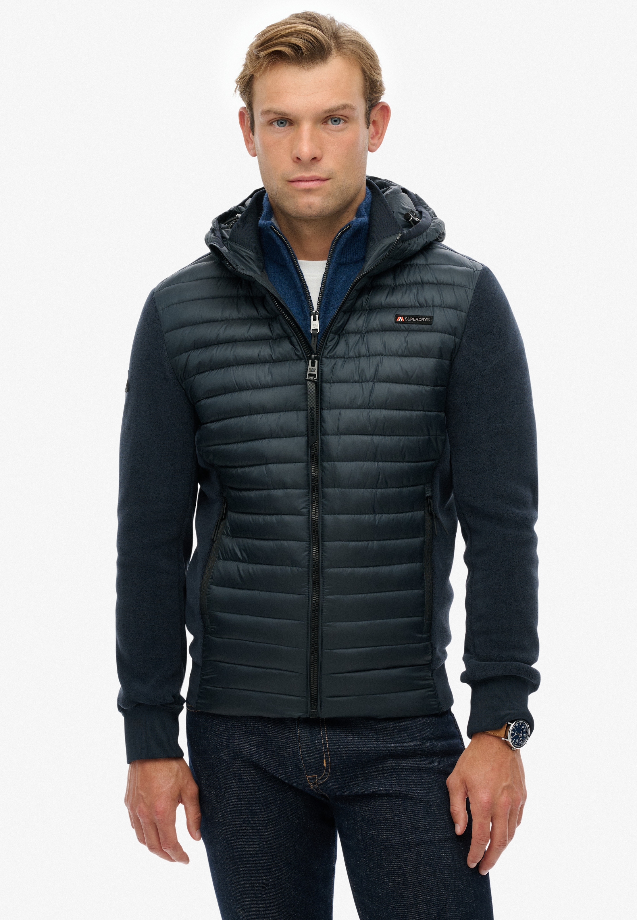Superdry Steppjacke "HOOD STORM FLEECE HYBRID JKT", mit Kapuze günstig online kaufen