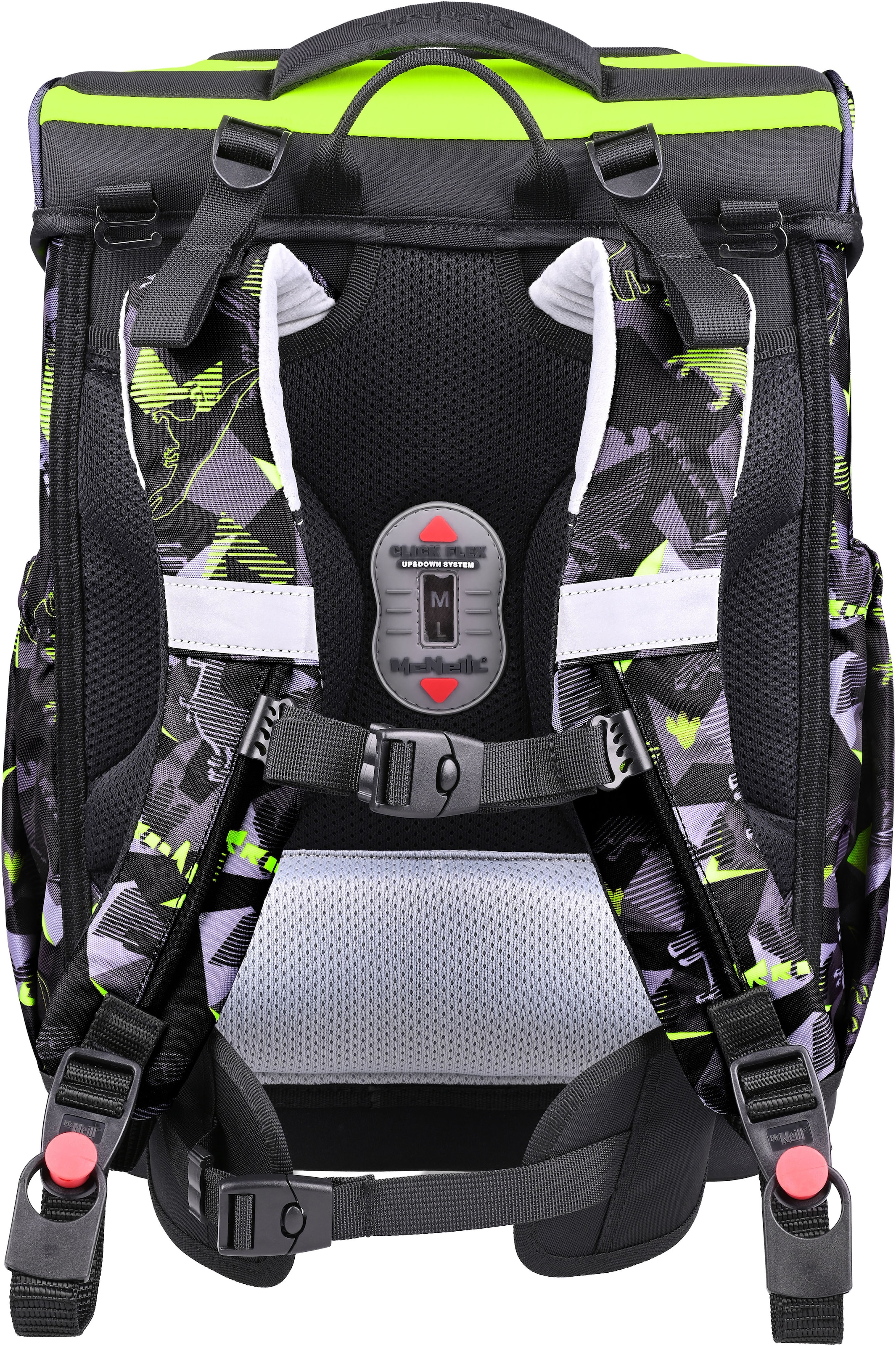 McNeill Schulranzen »Bravo, inkl. Etui, Turnbeutel,« Reflektierende Streifen auf den Schultergurten;Retroreflektierende Flächen