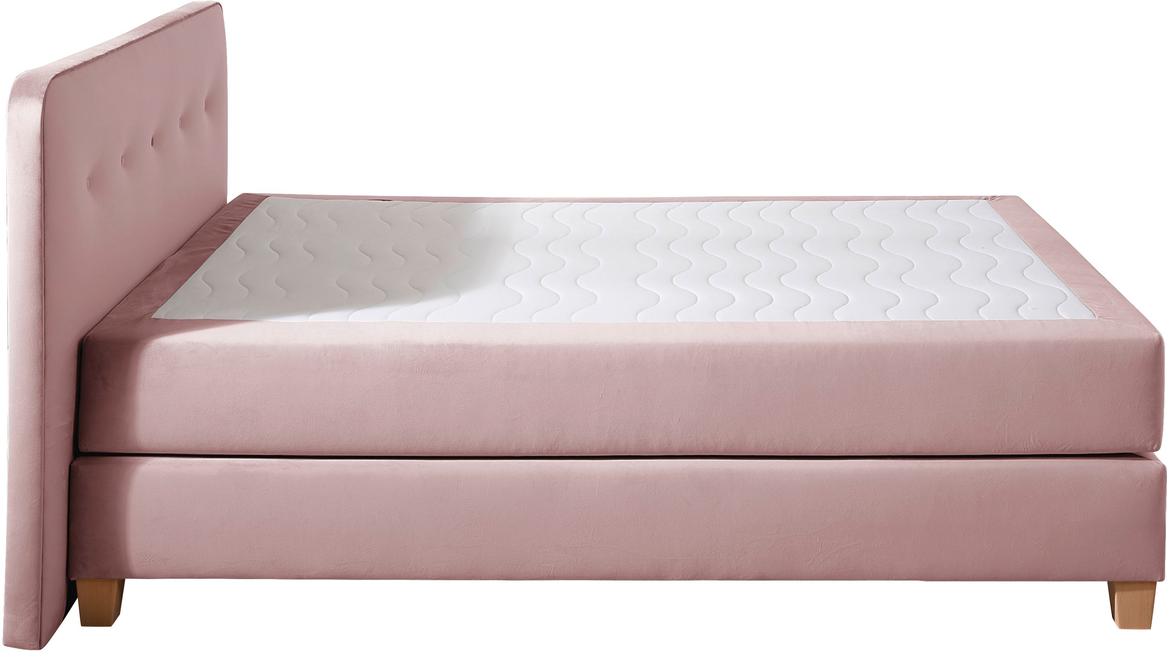 Boxspringbett HOME AFFAIRE "Fargo", lila (flieder), B:153cm L:227cm, Struktur fein (100% Polyester);Samtstoff (100% Polyester), Komplettbetten, Boxspringbett, in Überlänge 220 cm, mit Topper, 3 Ausführungen, 4, Breiten 6