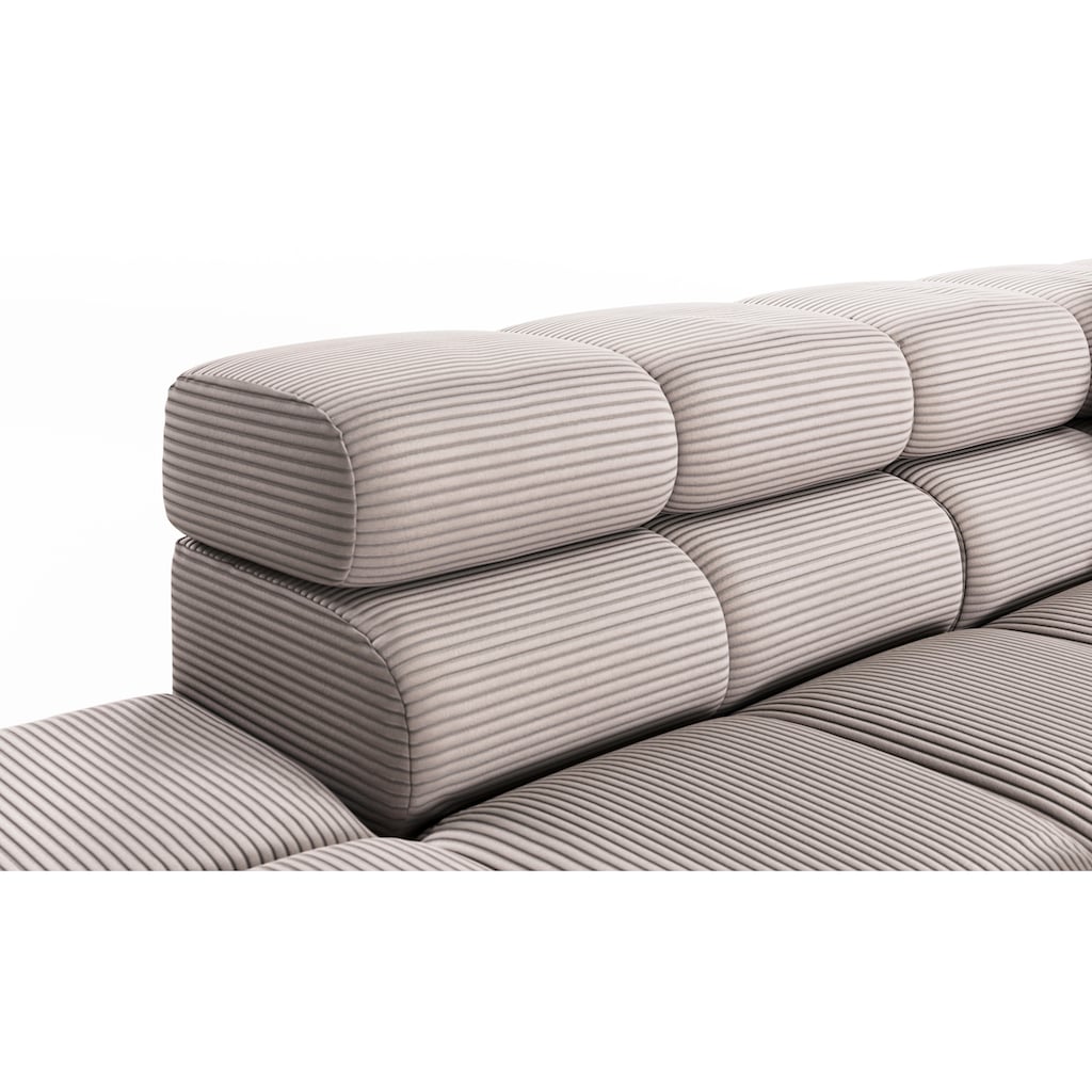 INOSIGN Ecksofa »Ancona incl. Kopfteilverstellung, Zierkissen Breite 319cm, L-Form«