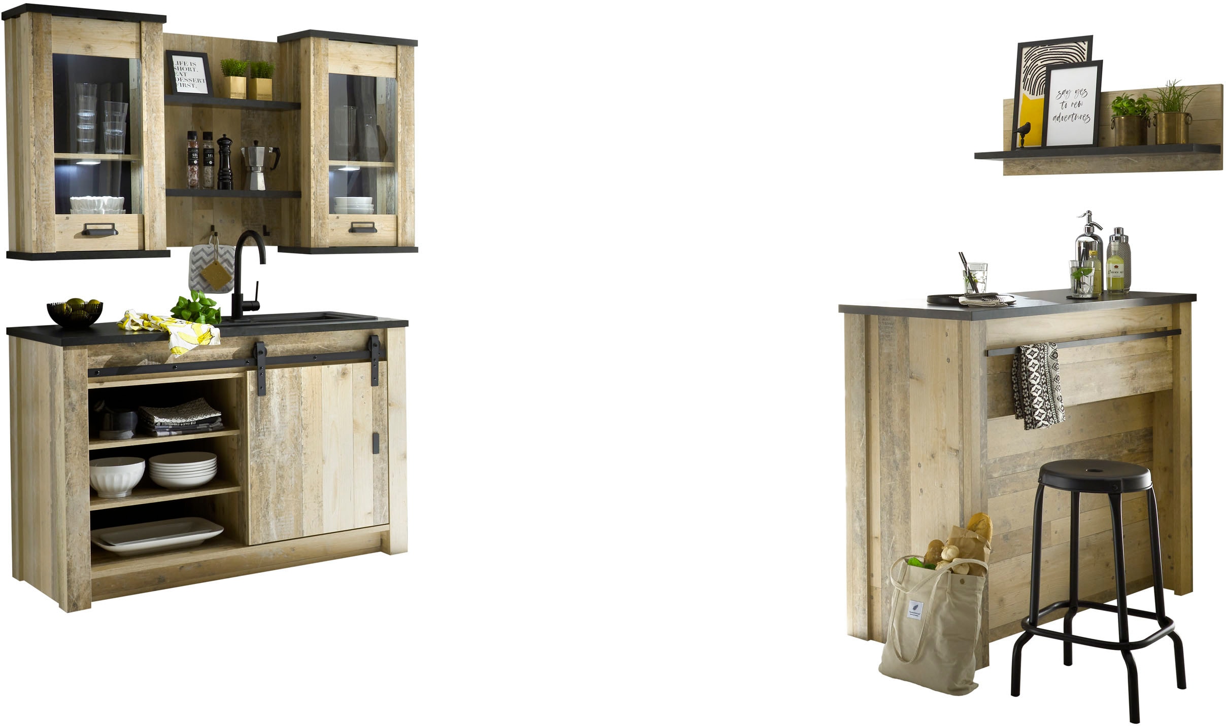 Home affaire Pantryküche "Sherwood" Breite 160 cm, ohne E-Geräte