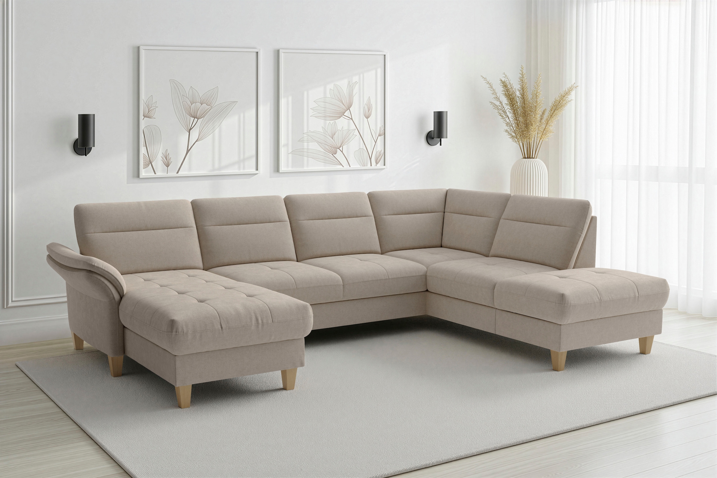sit&more "Pamela U-Form, B: 292 cm, optional Schlaffunktion & Bettkasten" mit Federkern