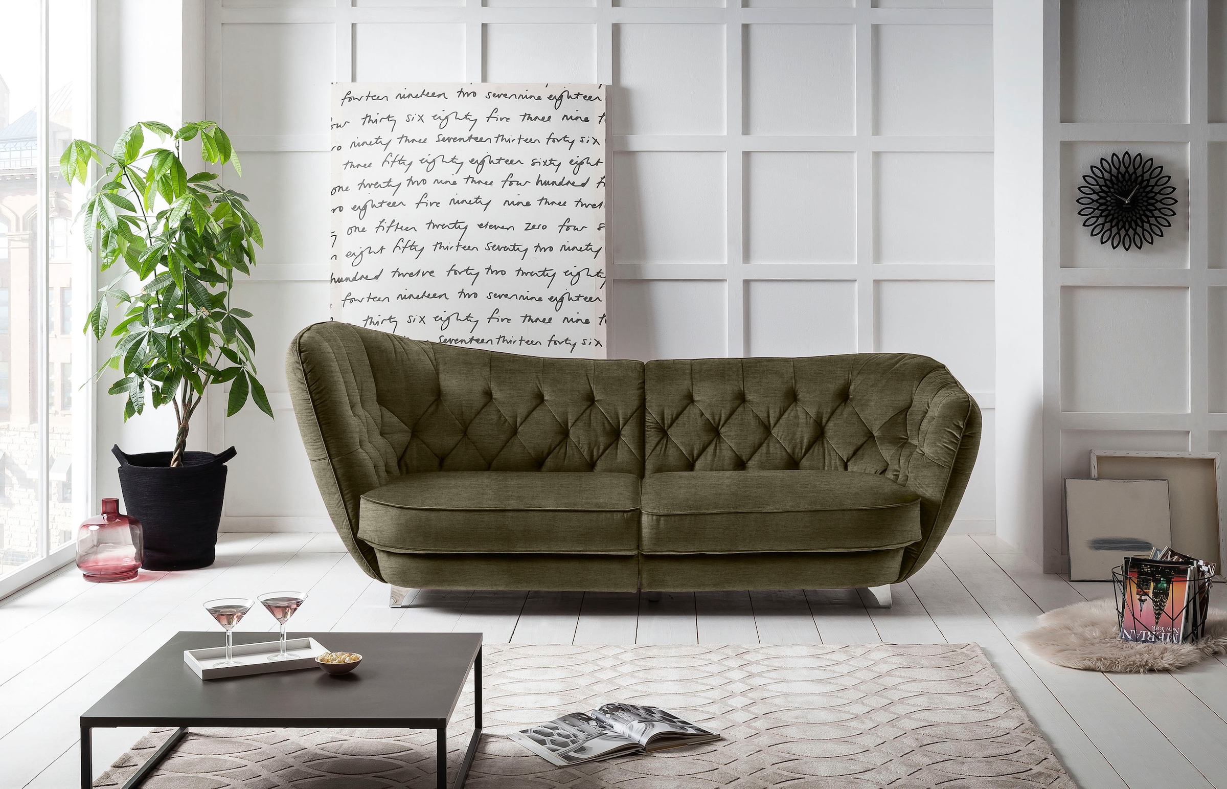 Leonique Big-Sofa "Retro", stylischer Hochlehner günstig online kaufen