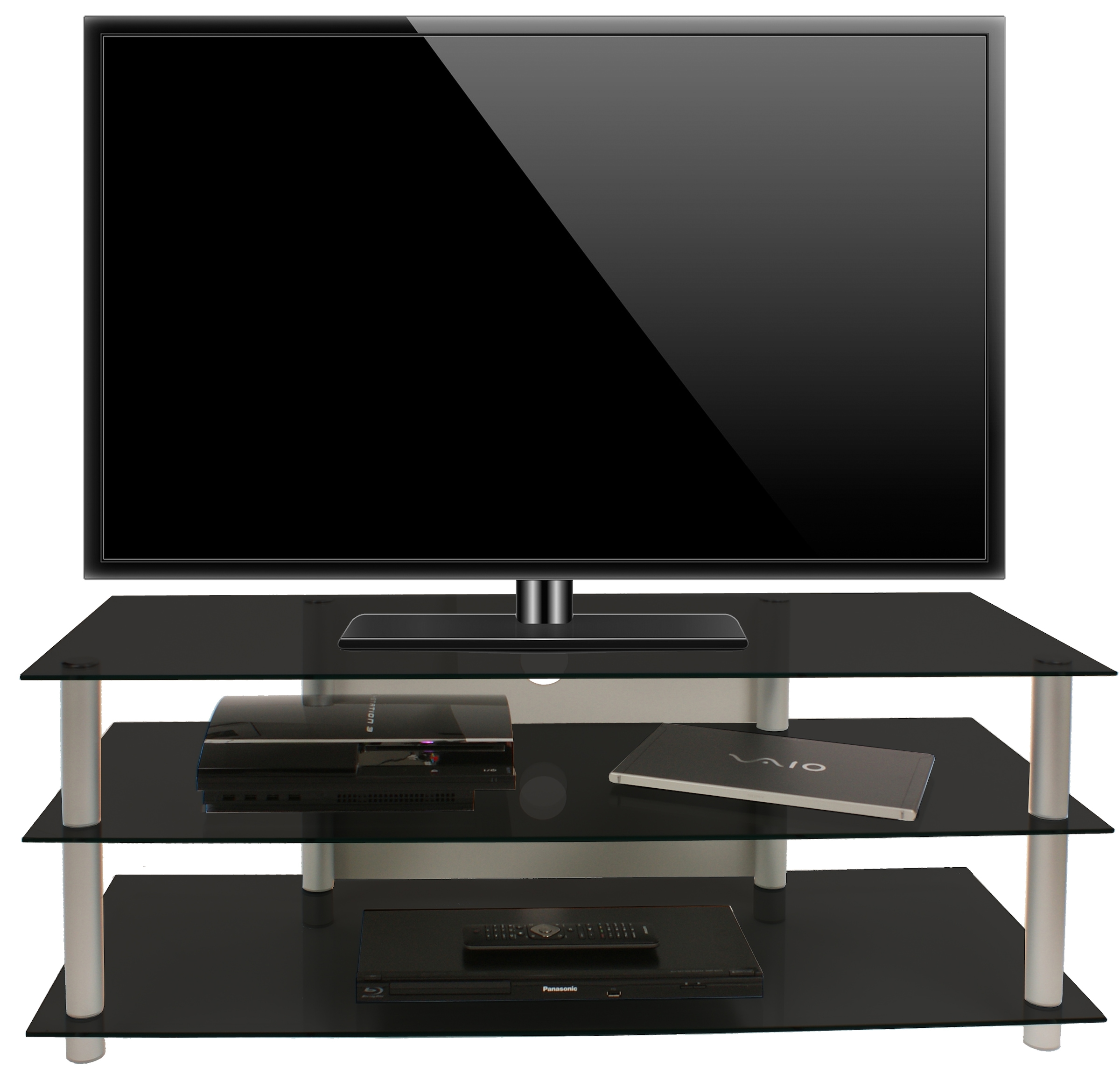 VCM TV-Board »TV Möbel Sideboard Fernseh Rack Alu Glas Zumbo«, (VCM Netasa)