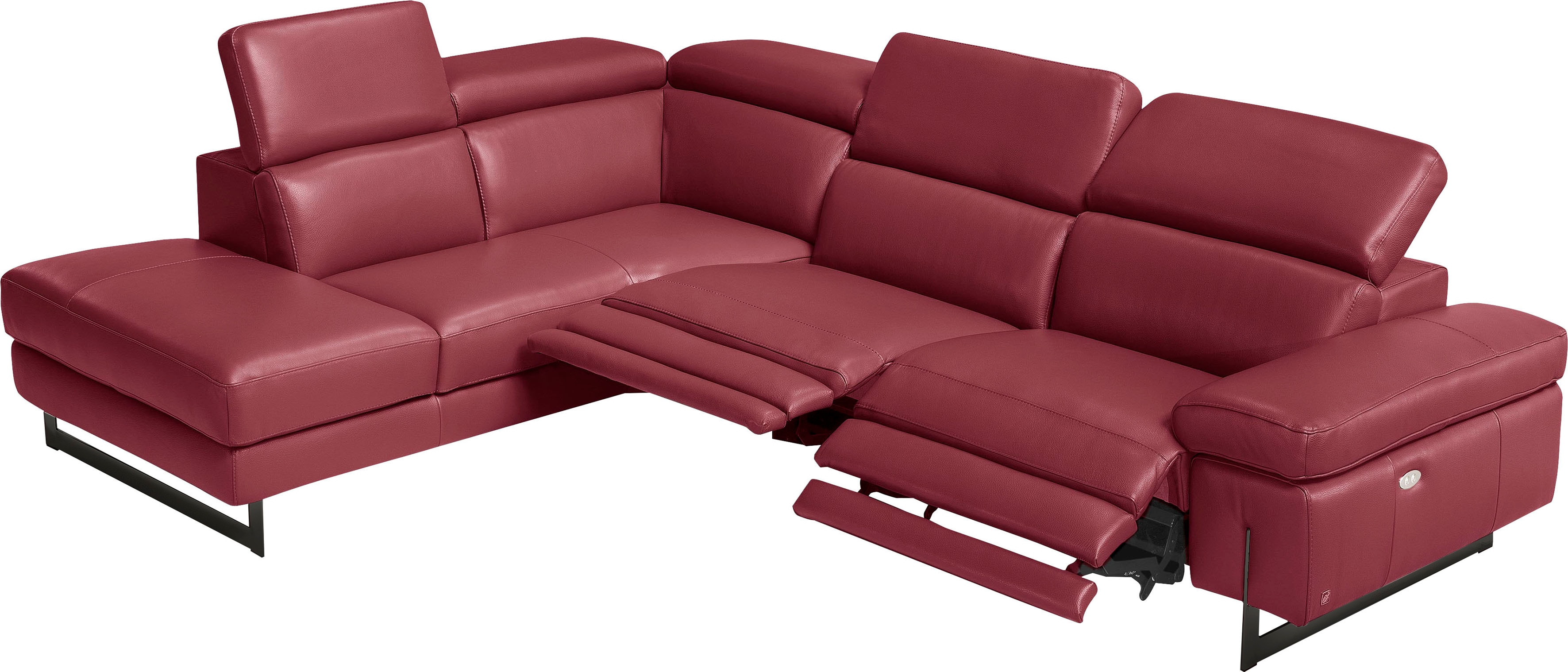Egoitaliano Ecksofa "Candice, elegant, edel und bequem, erstklassiger Sitzkomfort, L-Form" inkl. 2 elektrischer Relaxfunktionen, Bedienung über Taste an Armlehne