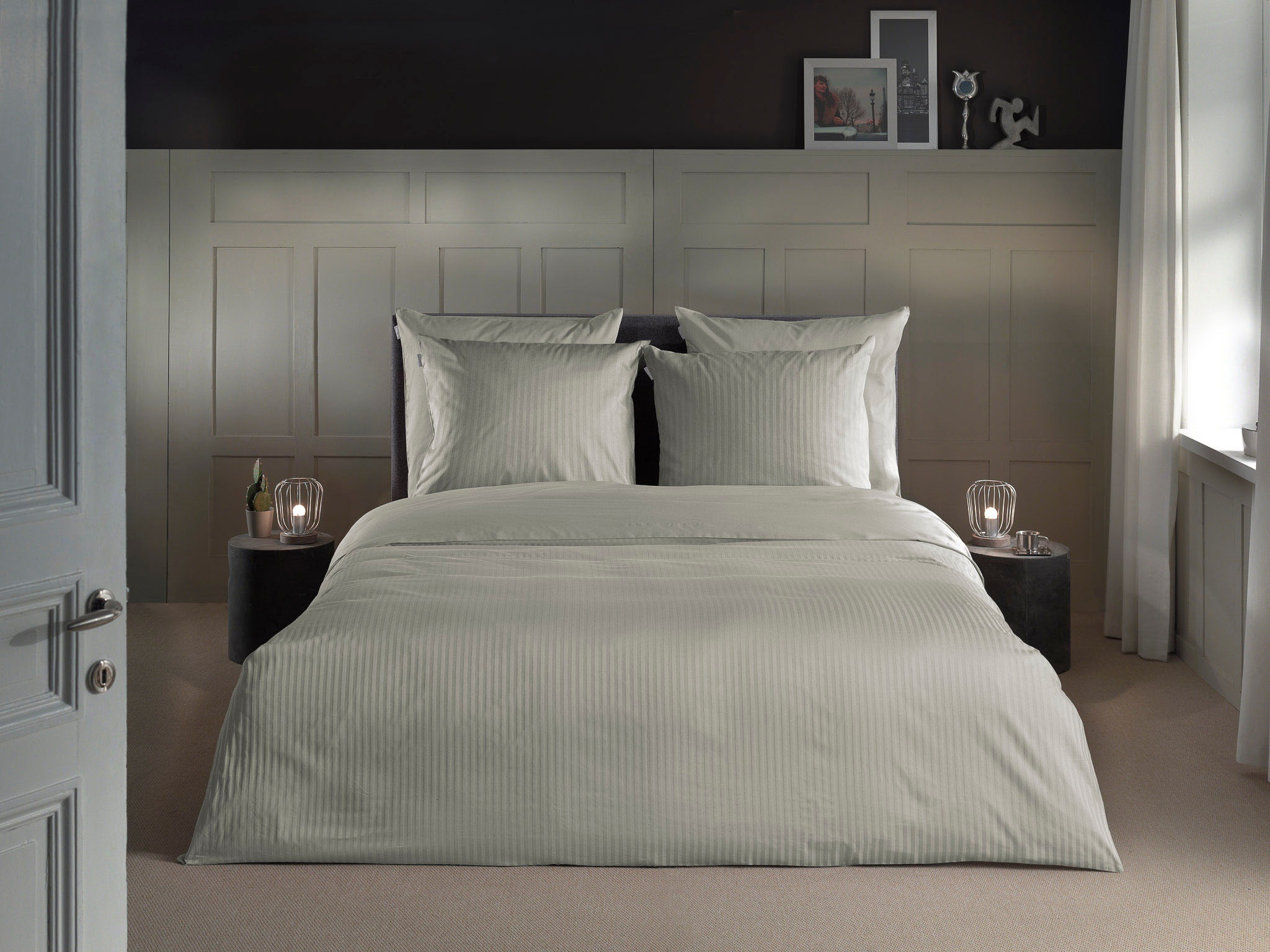 Heckett & Lane Bettwäsche "Banda" 2 hochwertiges Mako-Satin, Streifen Satin günstig online kaufen