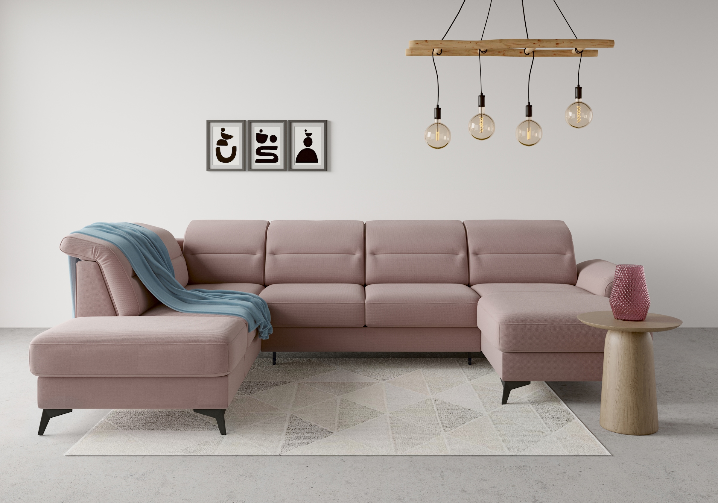sit&more Wohnlandschaft "Sinatra U-Form" optional mit Kopfteilverstellung und Armteilfunktion, Metallfüße