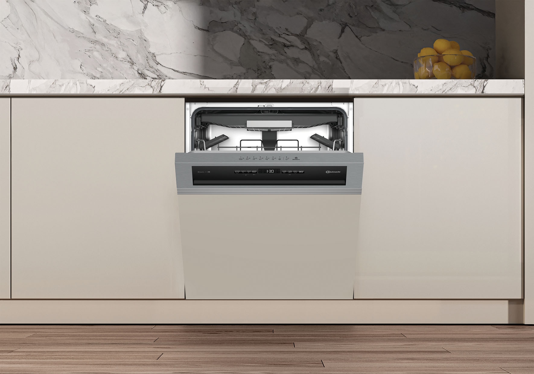 BAUKNECHT teilintegrierbarer Geschirrspüler »OBBC Ecosilent2 9760« 9,5 l 14 tlg. Maßgedecke ActiveDry – automatische Türöffnung für bessere Trockungsergebnisse