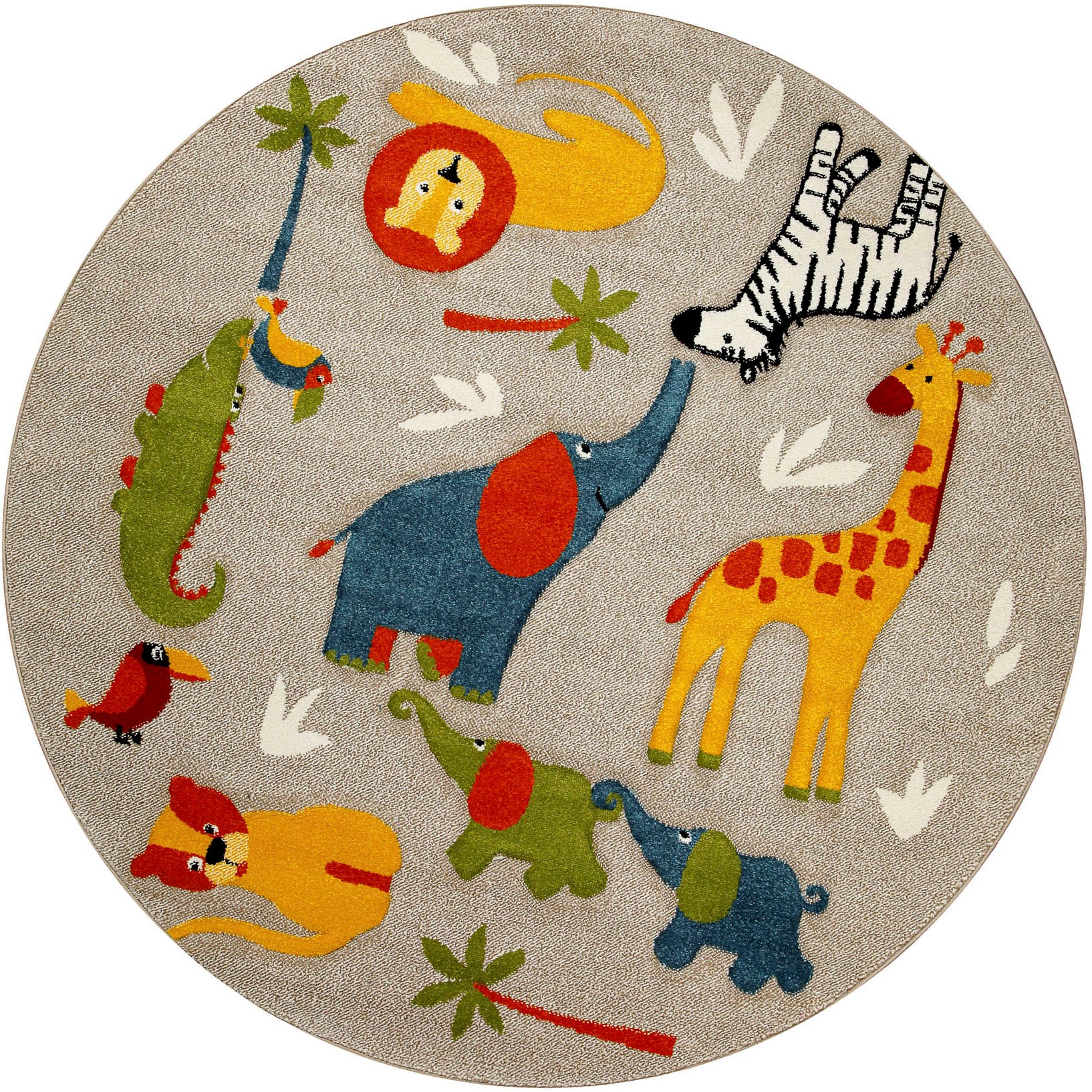 SMART KIDS Kinderteppich »Benny & Friends«, rund, 10 mm Höhe, Moderner Spielteppich, strapazierfähig, pflegeleicht, Konturenschnitt