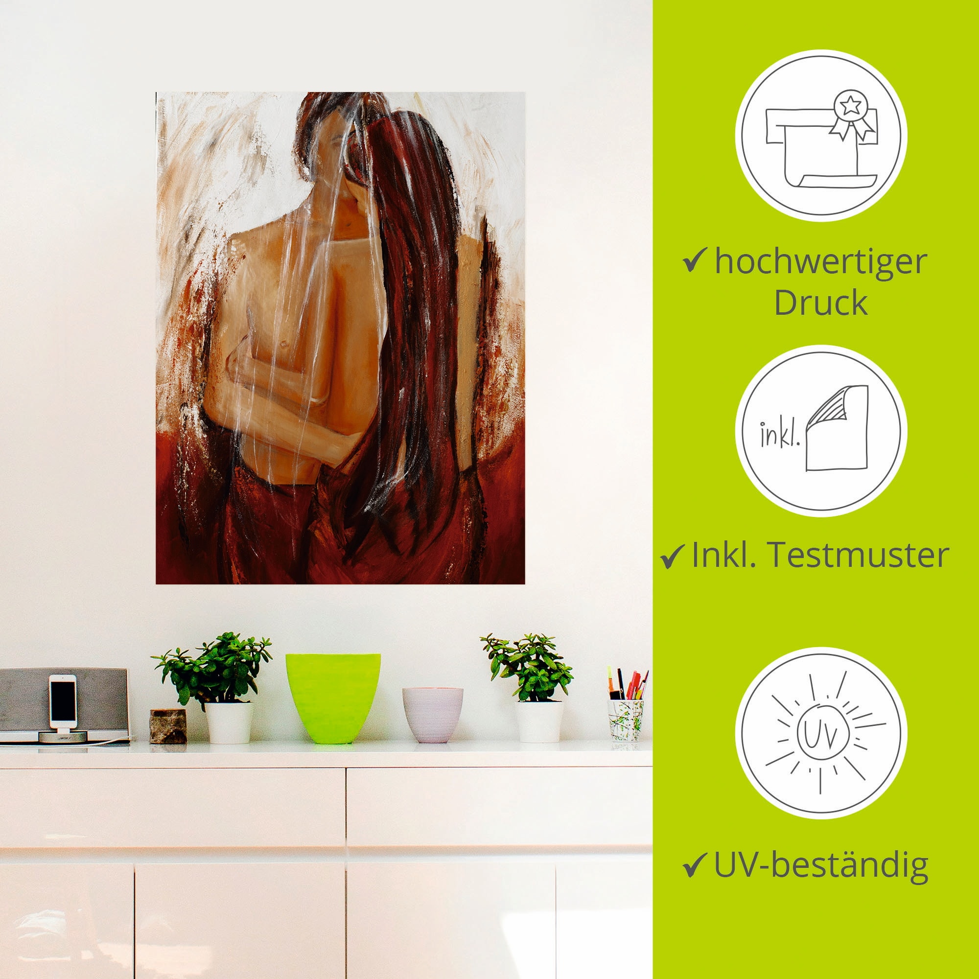 Artland Wandbild »Liebespaar in rot«, Paar, (1 St.), als Leinwandbild, Poster, Wandaufkleber in verschied. Größen