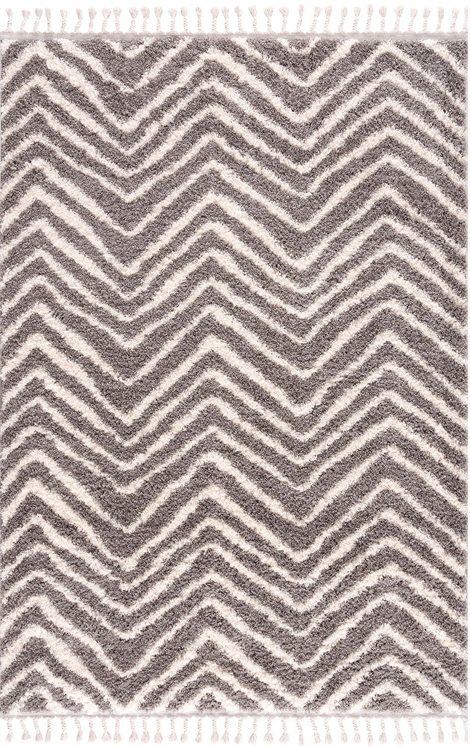 Carpet City Hochflor-Teppich »Pulpy 531«, rechteckig, 30 mm Höhe, besonders weich, mit Fransen, Zickzack Look