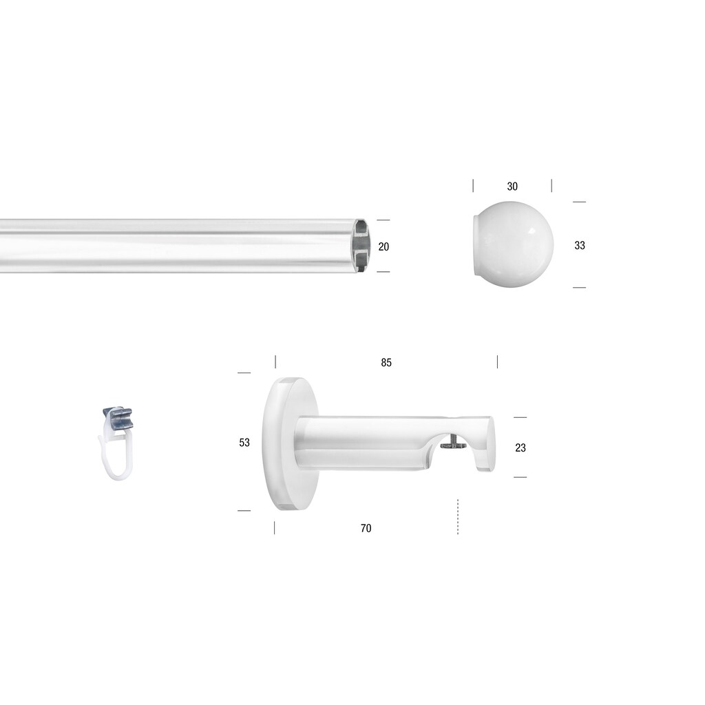 GARESA Gardinenstange »WHITE«, 1 läufig-läufig, Wunschmaßlänge