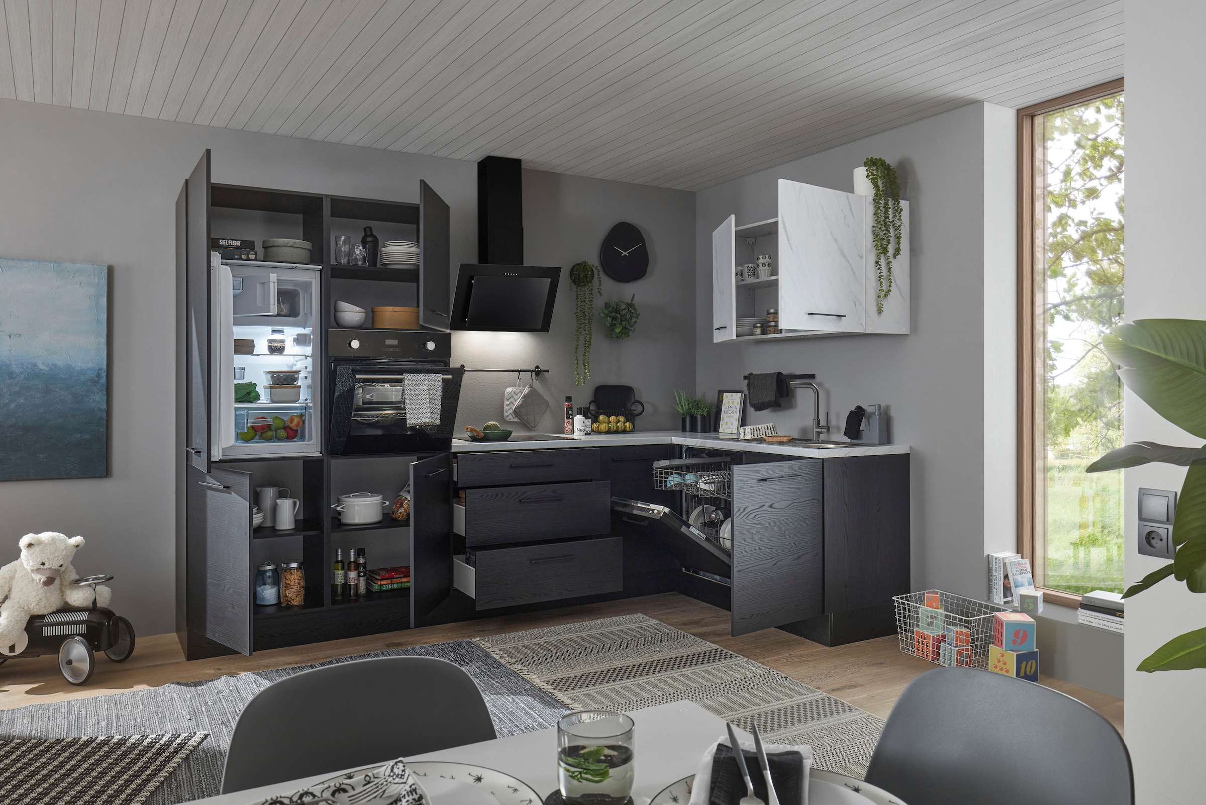BASIC by Balculina Winkelküche »Yorki«, Stellmaße B/T 320x175/60 cm, wahlweise mit E-Geräten