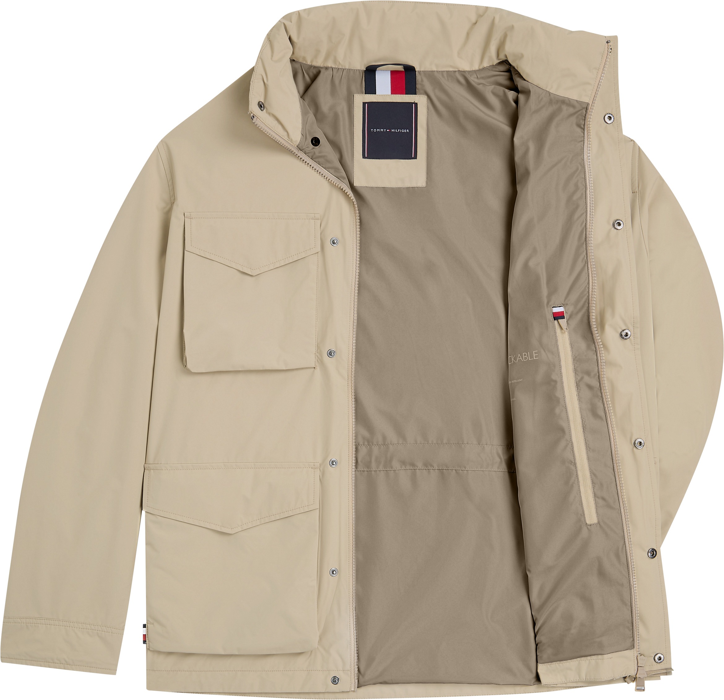 Tommy Hilfiger Fieldjacket »PACKABLE FIELD JACKET«, mit Kapuze, Kapuze im Kragen verstaubar