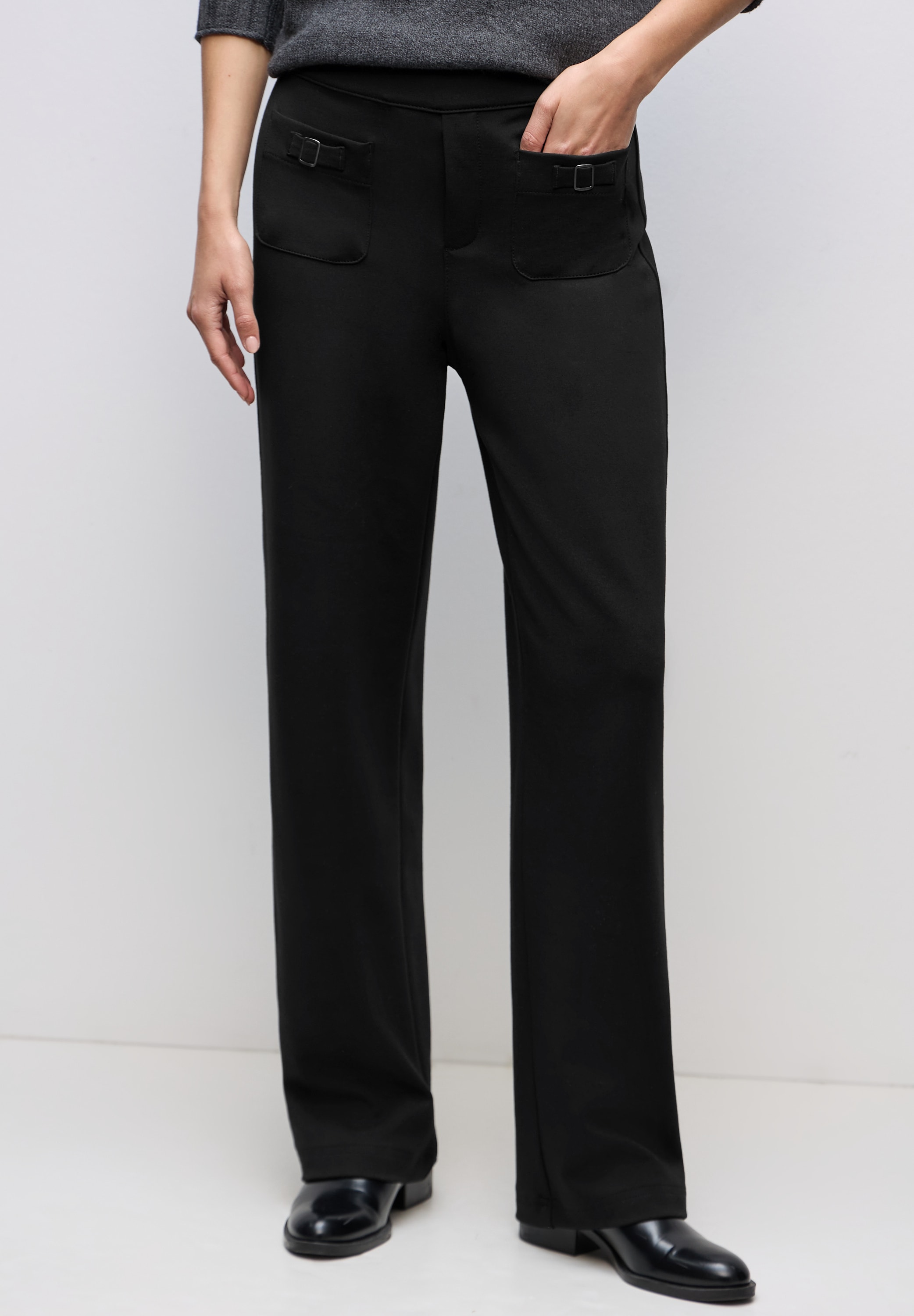 STREET ONE Dehnbund-Hose mit Schnallen günstig online kaufen