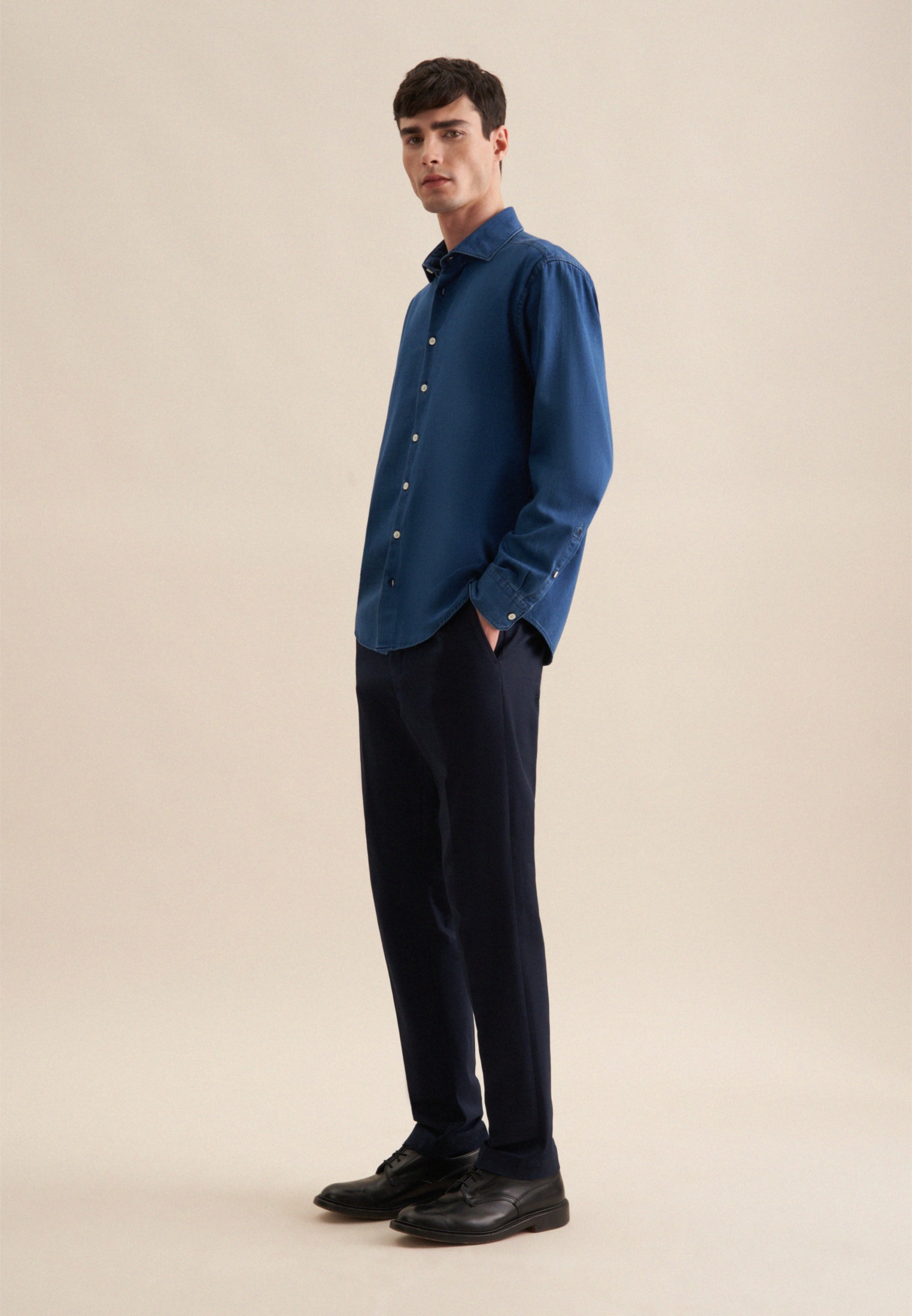 seidenstickerJeanshemd, Regular Kentkragen Denim