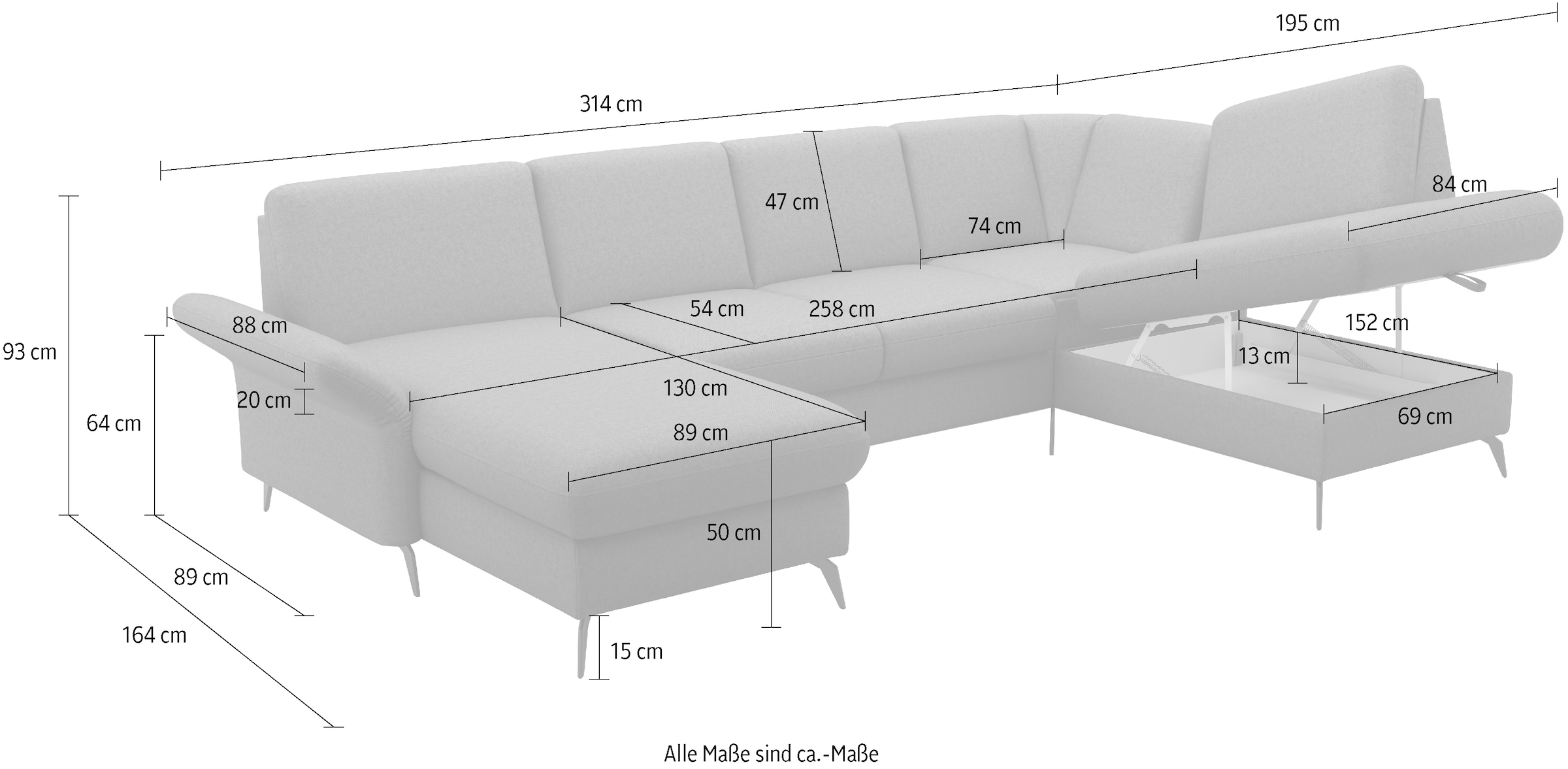 Home affaire Wohnlandschaft »Rochelle«, optional: Armteilverstellung, klappbar, Bettkasen