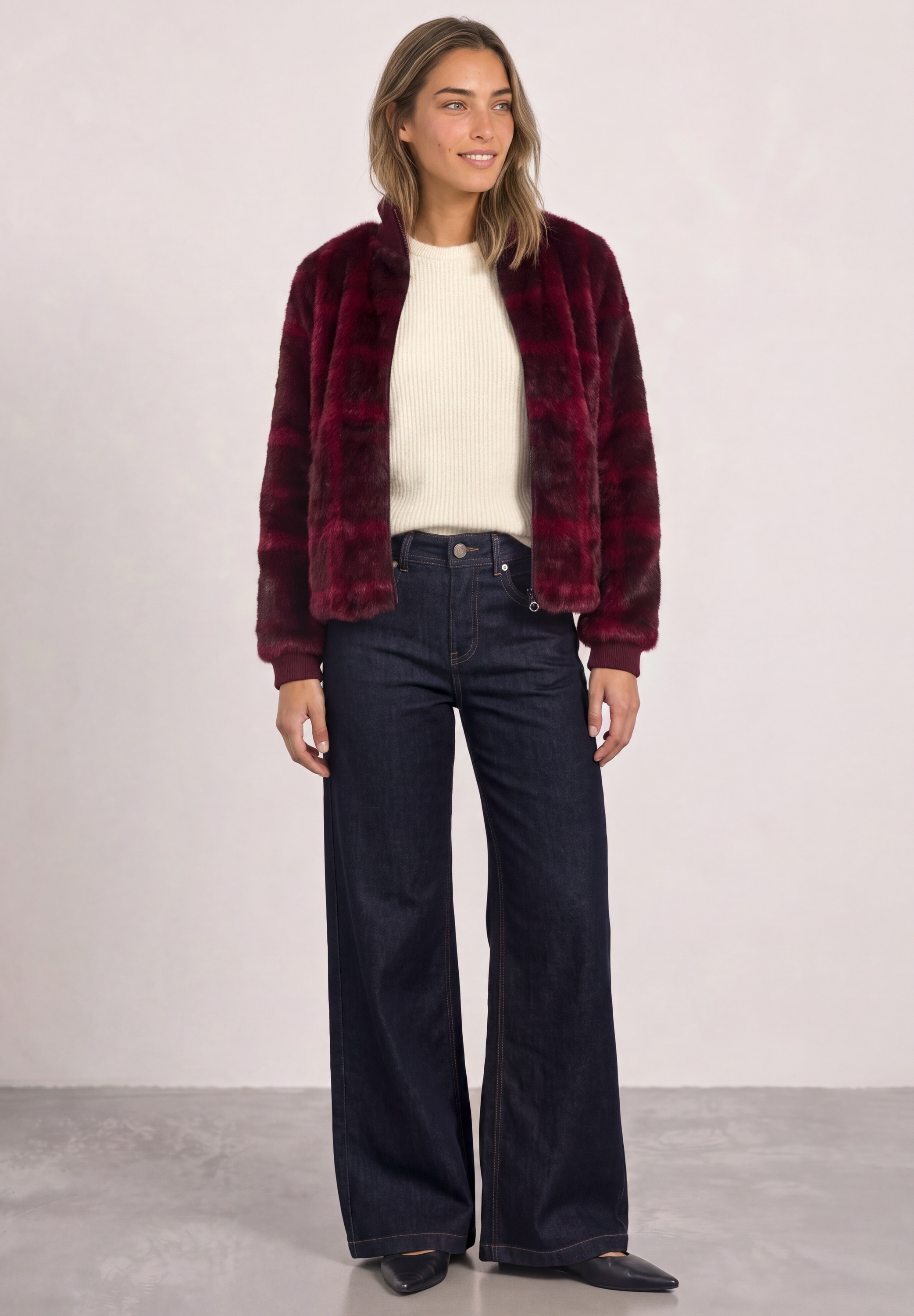 STREET ONE Blouson ohne Kapuze Rippstrickdetails