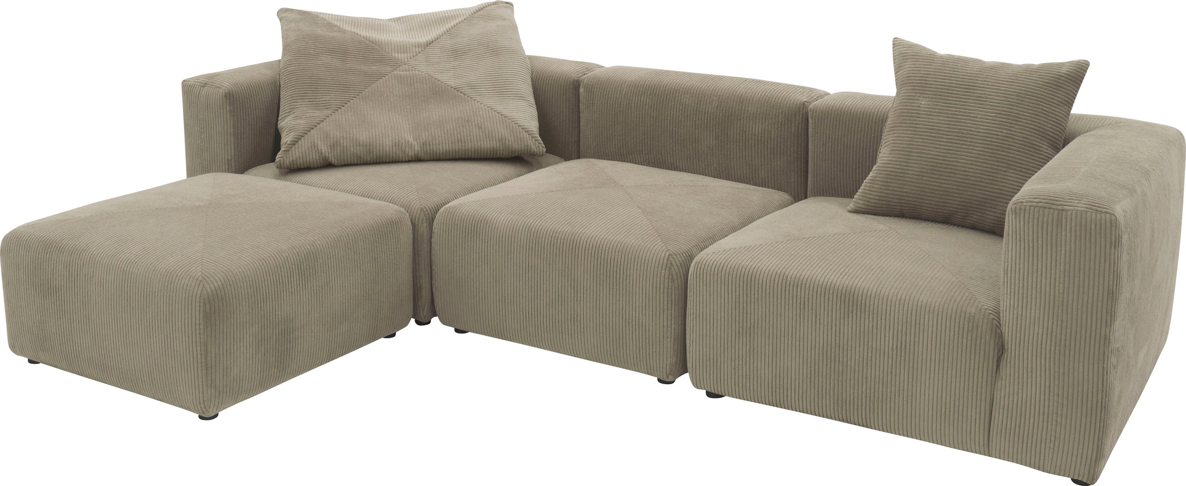 RAUM.ID Ecksofa »Gerrid L-Form«, Cord-Bezug, Modulsofa, bestehend aus Eck- und Mittelelement + Hocker