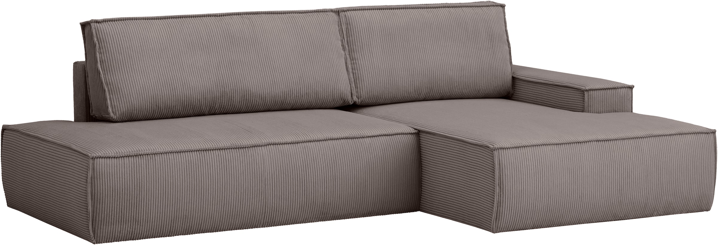 Home affaire Ecksofa »SHERWOOD, Schlafsofa in L-Form offen (275cm), Cord, Leinenoptik«, Schlaffunktion und Bettkasten, Kedernaht, hoher Sitz- & Liegekomfort