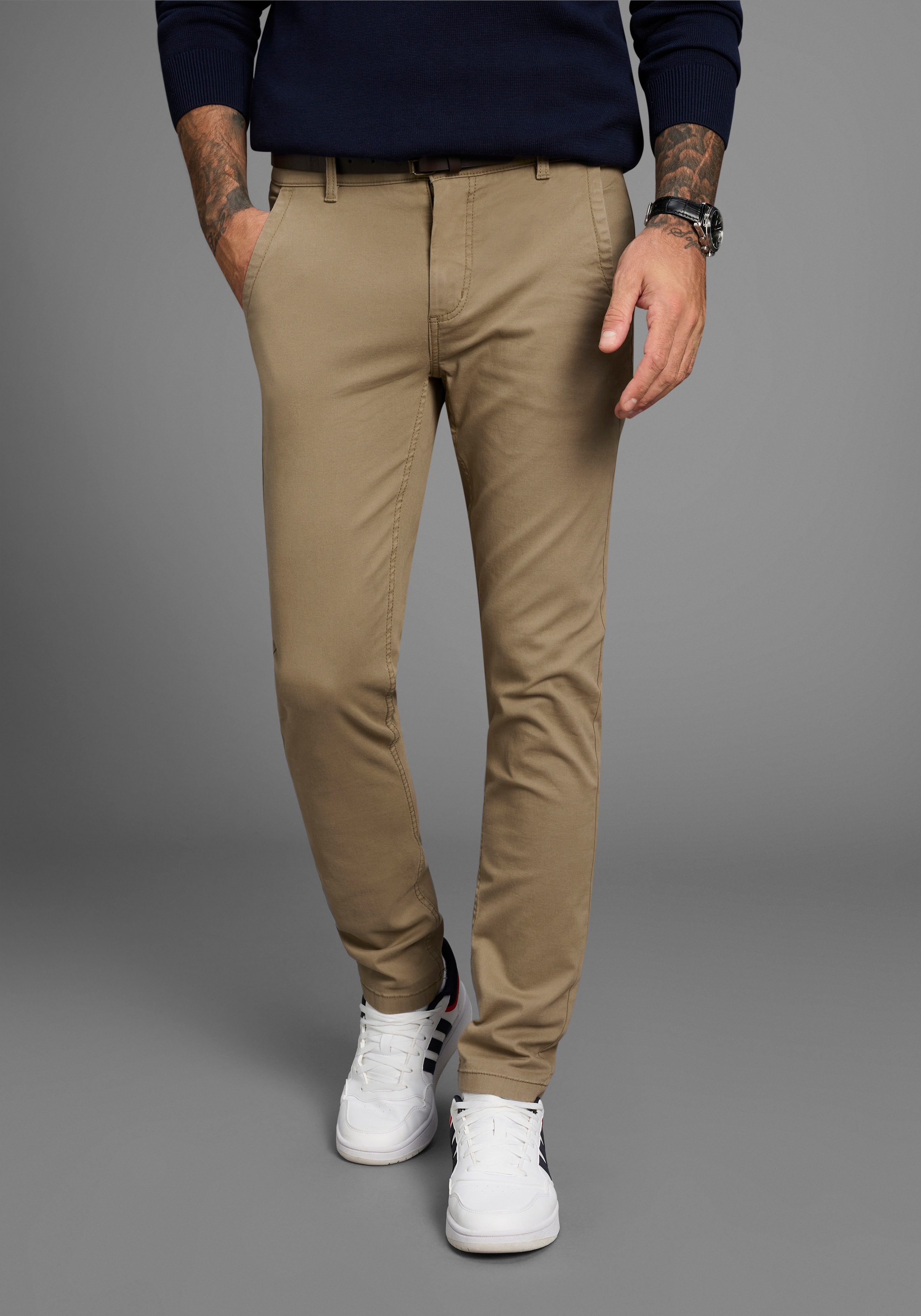 Bruno Banani Chinohose, (Set, mit abnehmbarem Gürtel) günstig online kaufen