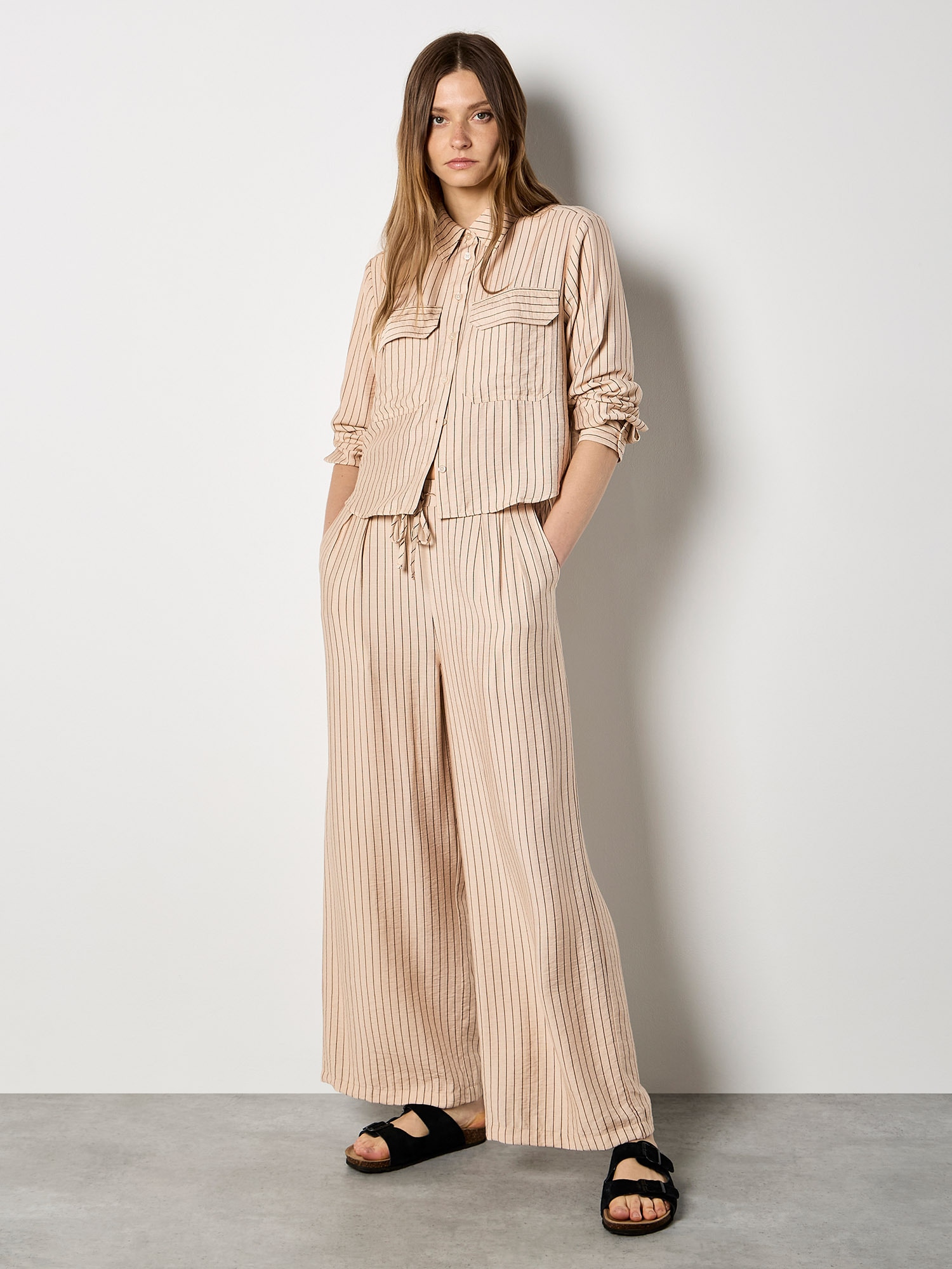 Apricot Palazzohose "Nadelstreifen-Hose" mit weitem Bein