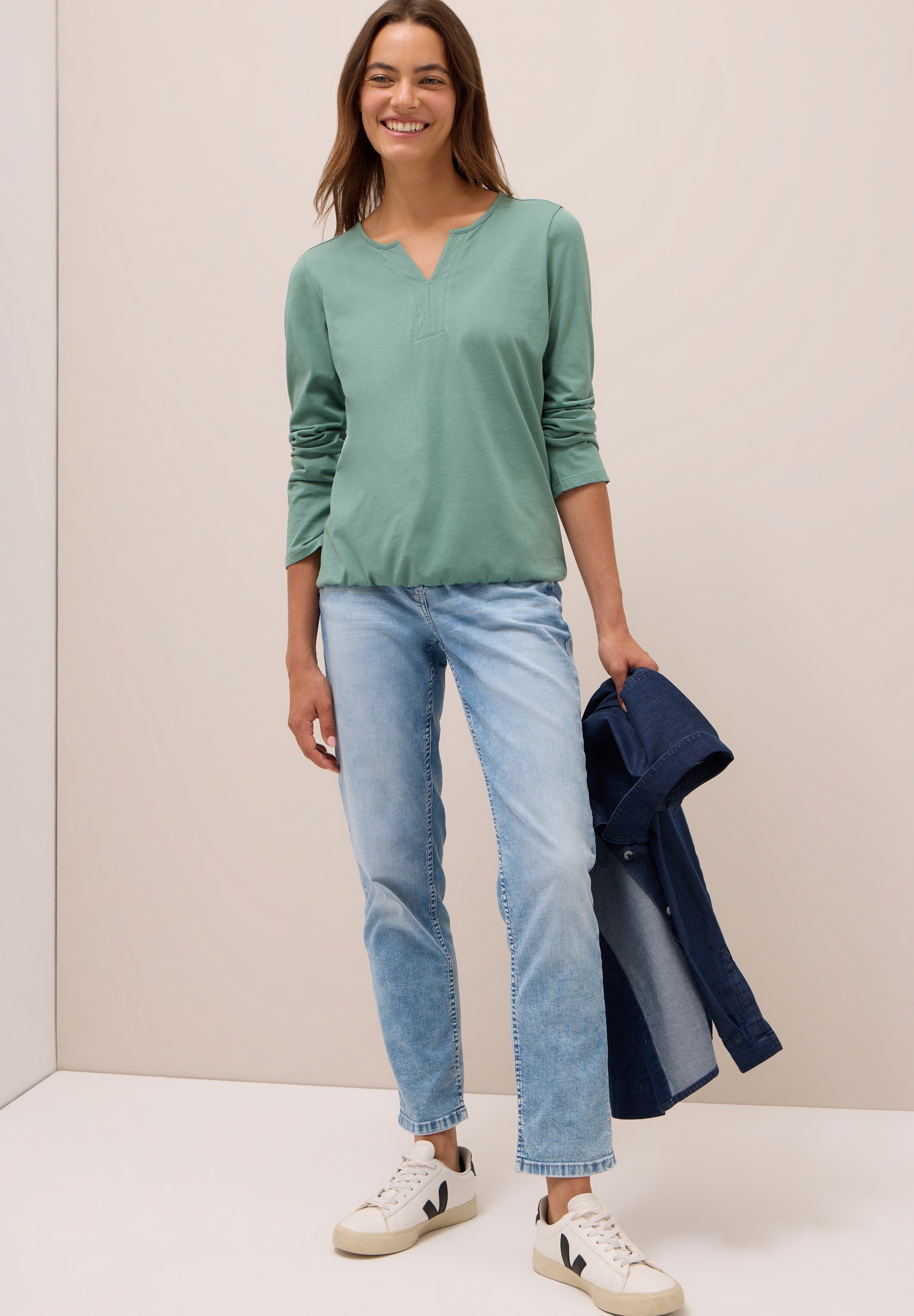 Cecil Tunikashirt, Split Neck, unifarben