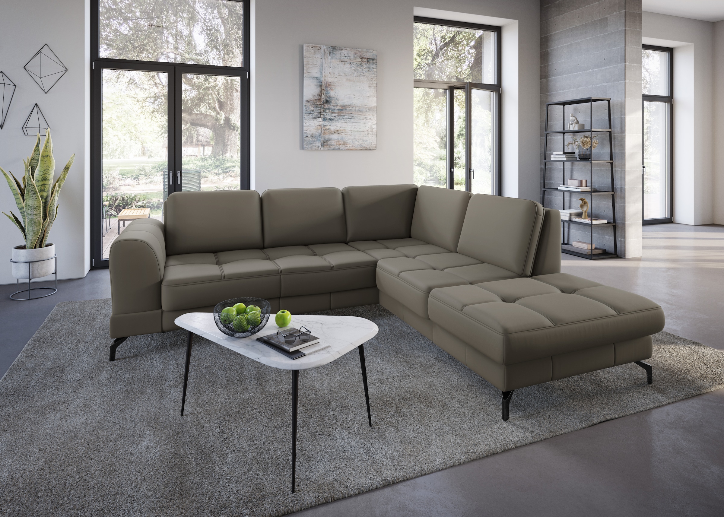 sit&more Ecksofa "Bendigo L-Form" inklusive Sitztiefenverstellung, Bodenfreiheit 12 cm, in 2 Fußfarben