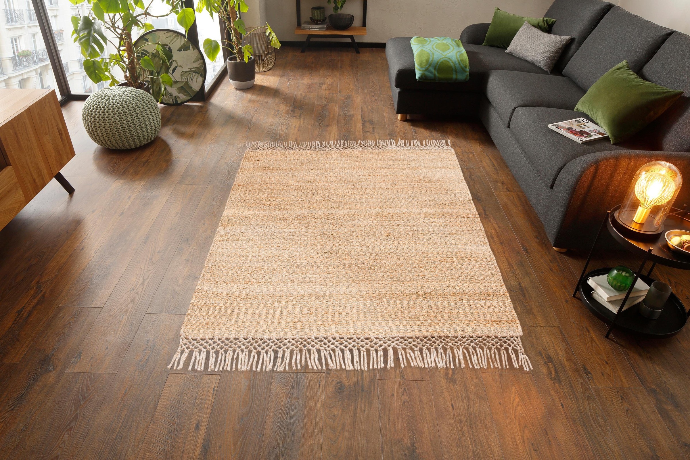 Home affaire Teppich »Amba«, rechteckig, 6 mm Höhe, flache Teppiche, Wendeteppich, Uni Farben, Wohnzimmer, Esszimmer