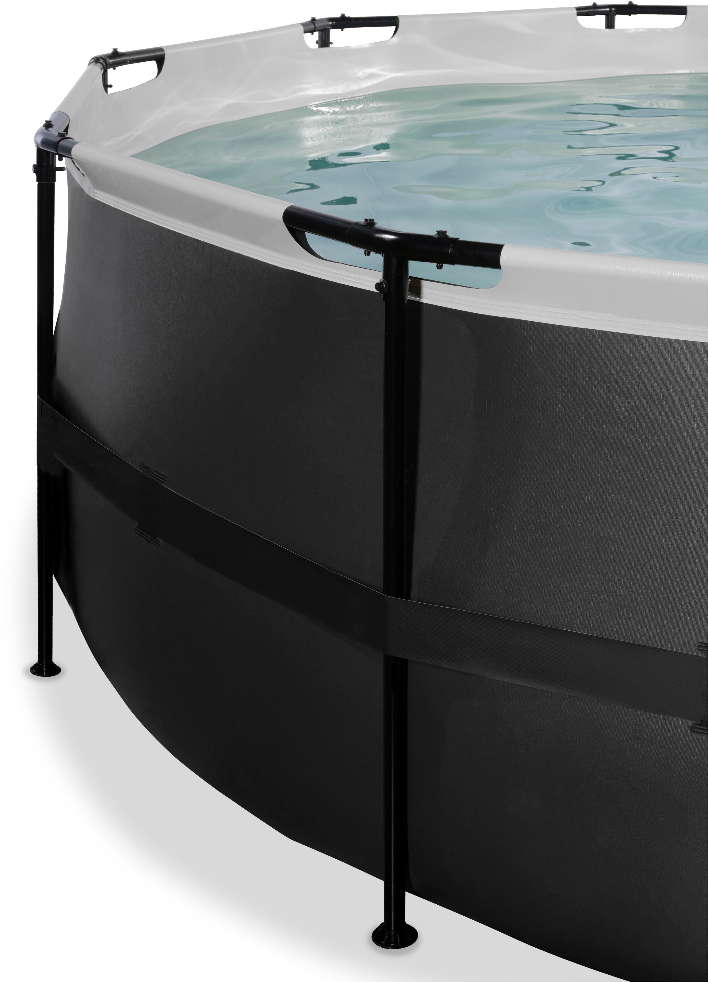 EXIT Framepool »Black Leather Pool øxH: 427x122cm«, mit Sandfilterpumpe und Abdeckung, schwarz