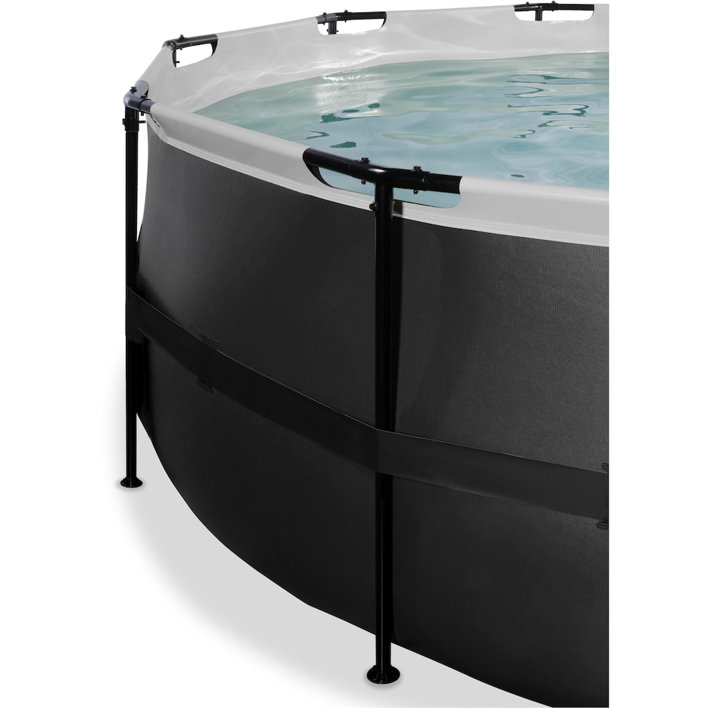 EXIT Framepool »Black Leather Pool øxH: 427x122cm«, mit Sandfilterpumpe und Abdeckung, schwarz
