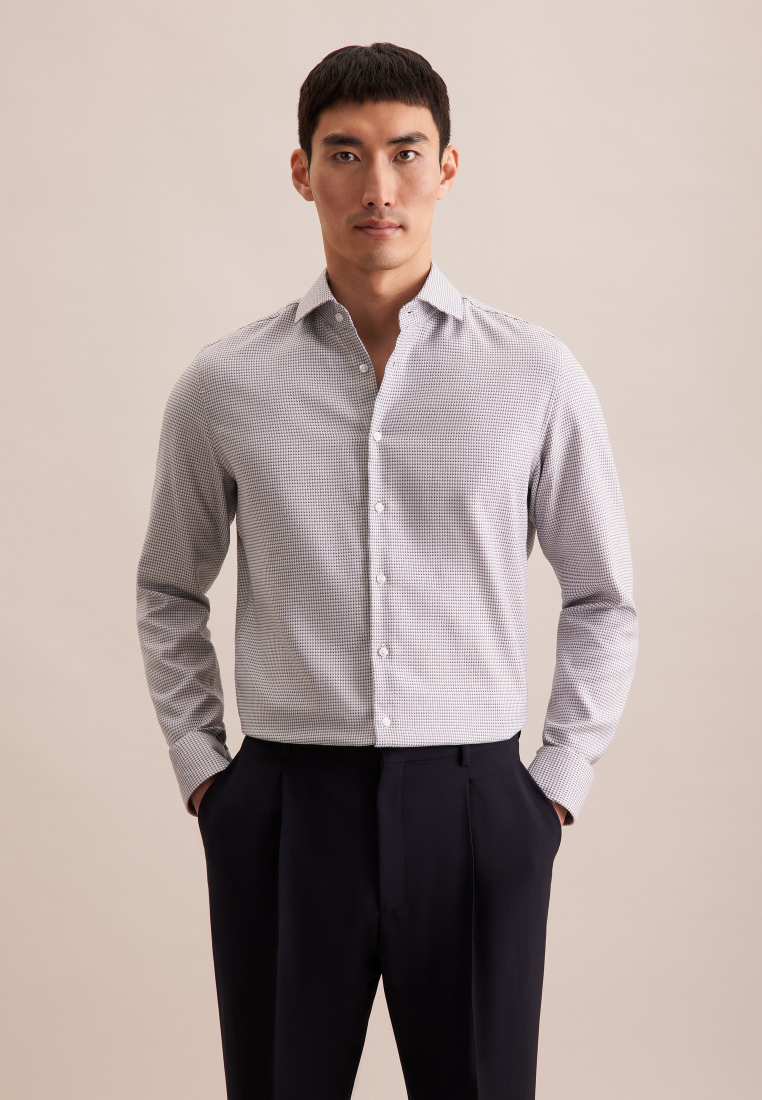 seidensticker Businesshemd "Shaped", Shaped 1/1 Kentkragen Struktur günstig online kaufen