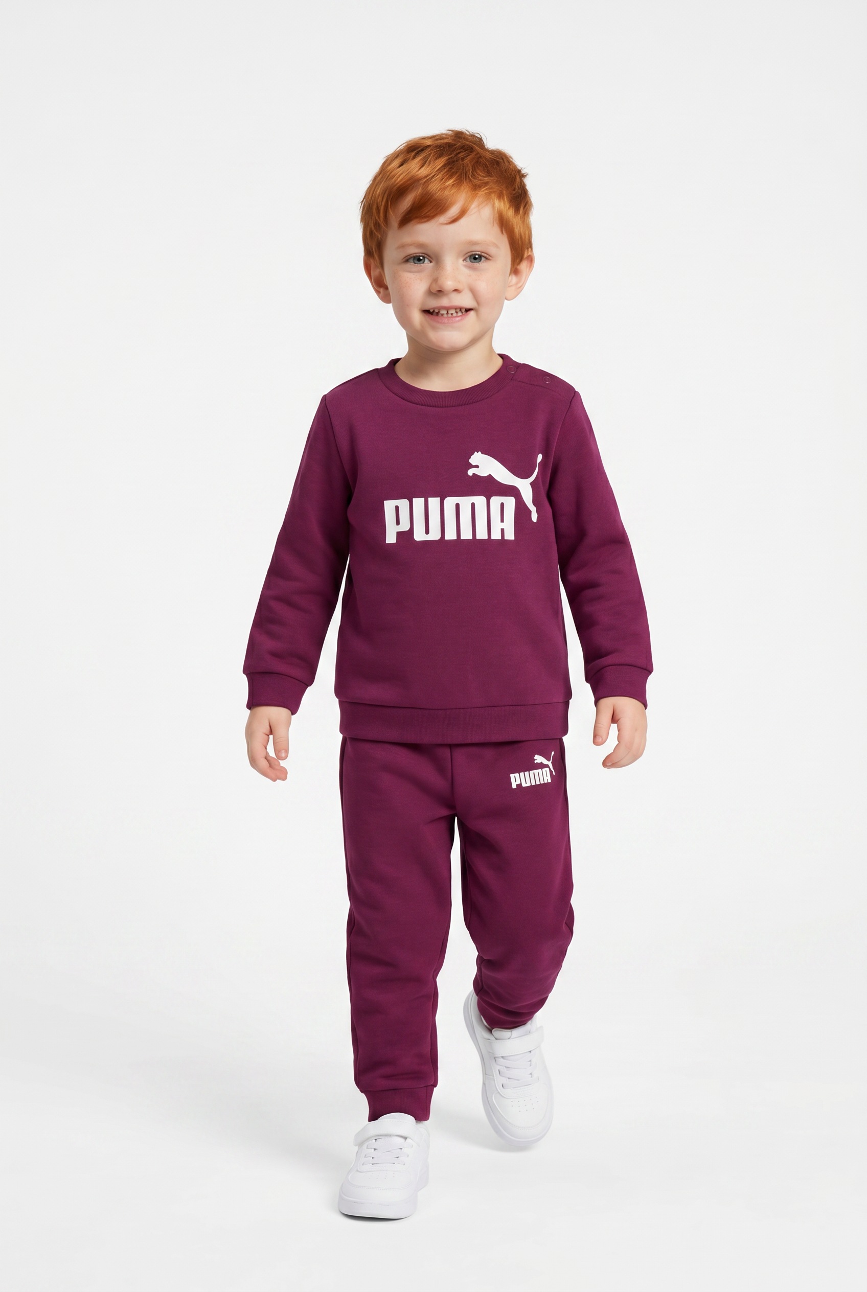 PUMA Trainingsanzug "MINICATS ESS CREW SET FL INF" 2 aus kuscheligem Fleecestoff