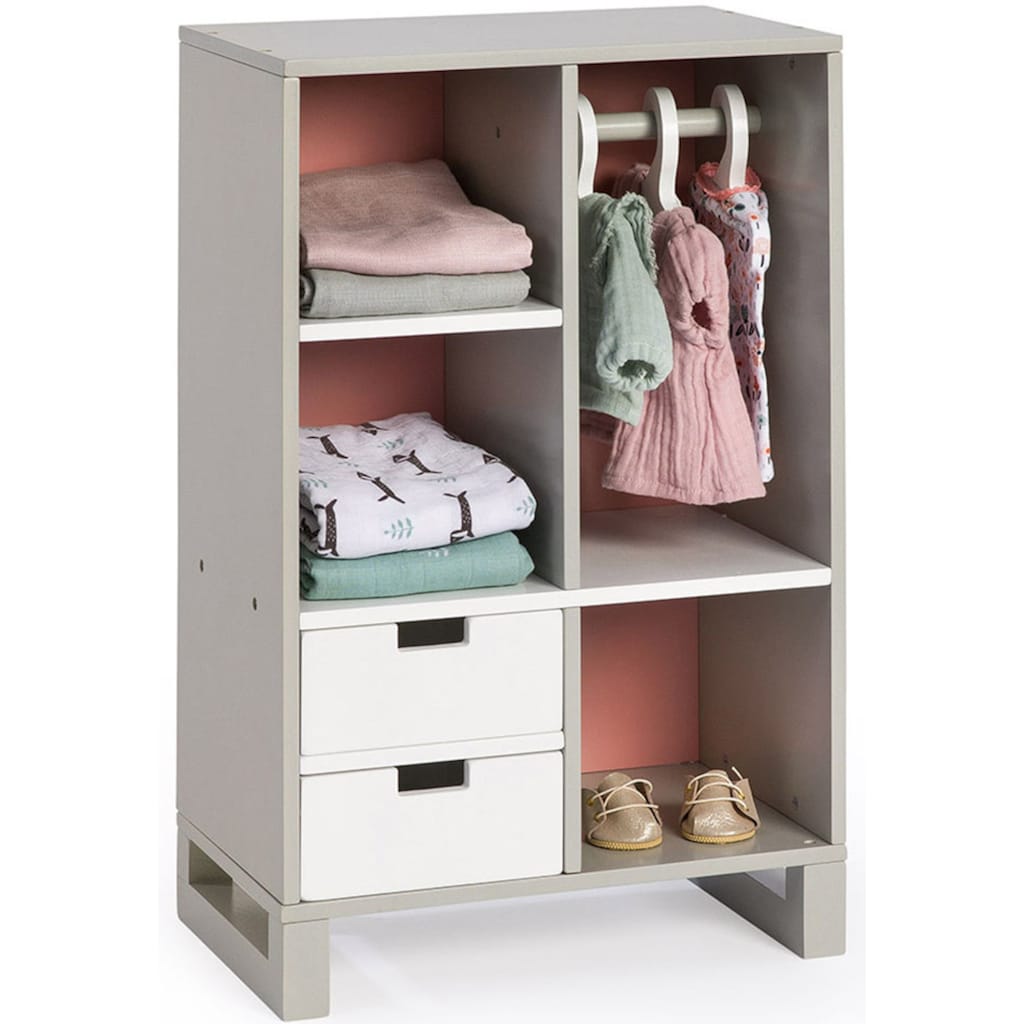 MUSTERKIND® Puppenkleiderschrank »Viola, grau/weiß/altrosa«