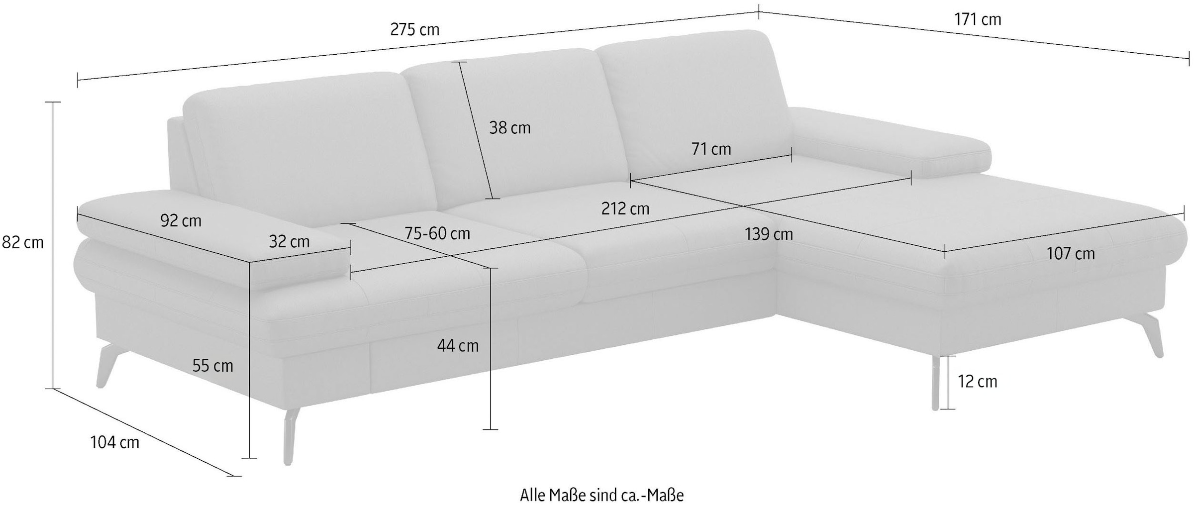 sit&more Ecksofa »Morris L-Form, inkl. Sitztiefenverstellung«, wahlweise mit Armteilverstellung, Bettfunktion & Bettkasten