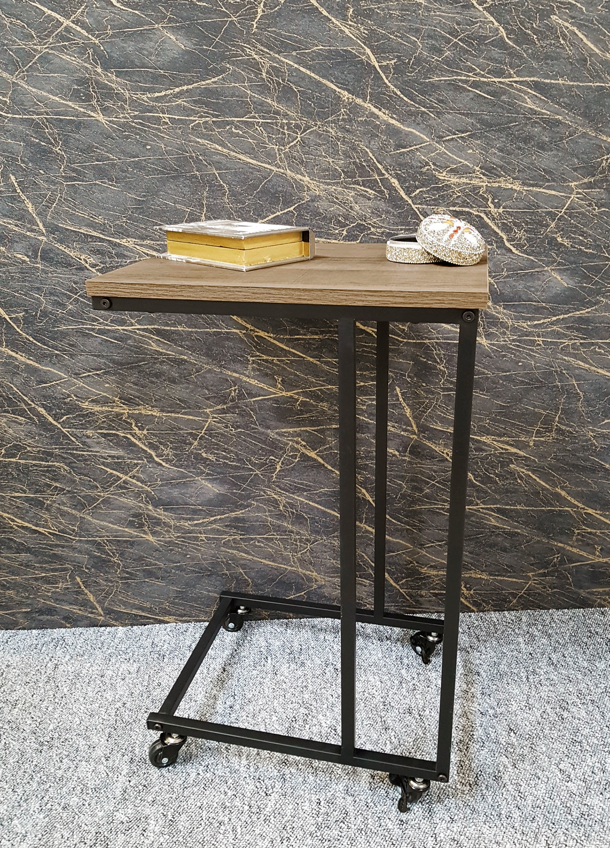 HAKU Beistelltisch "Rollwagen, Trolley" 1 Stk. tlg. rechteckig - aus Metall Schwarz B/T/H 30/40/67 cm