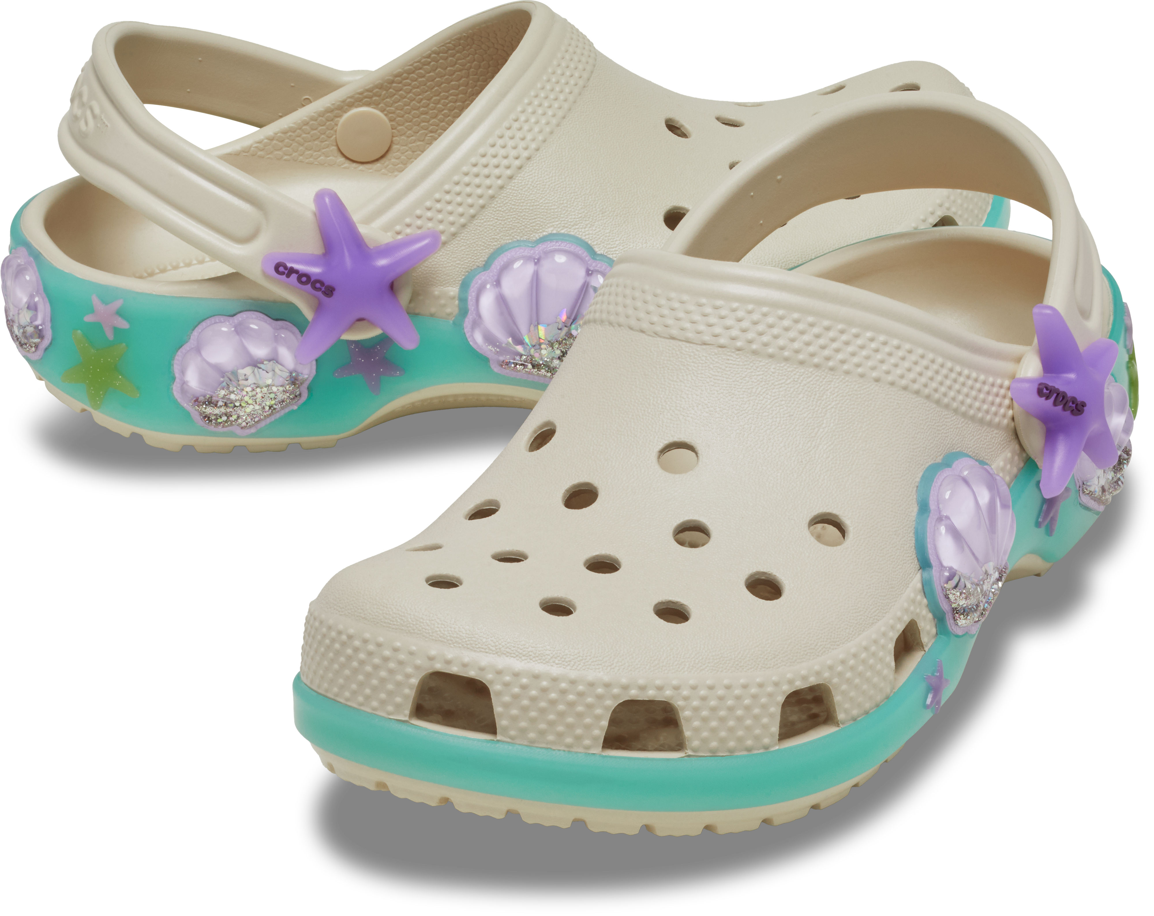 Crocs Clog "Classic Sea Sparkle Shaker" Sommerschuh, Strandschuh mit Glitter-Muscheln
