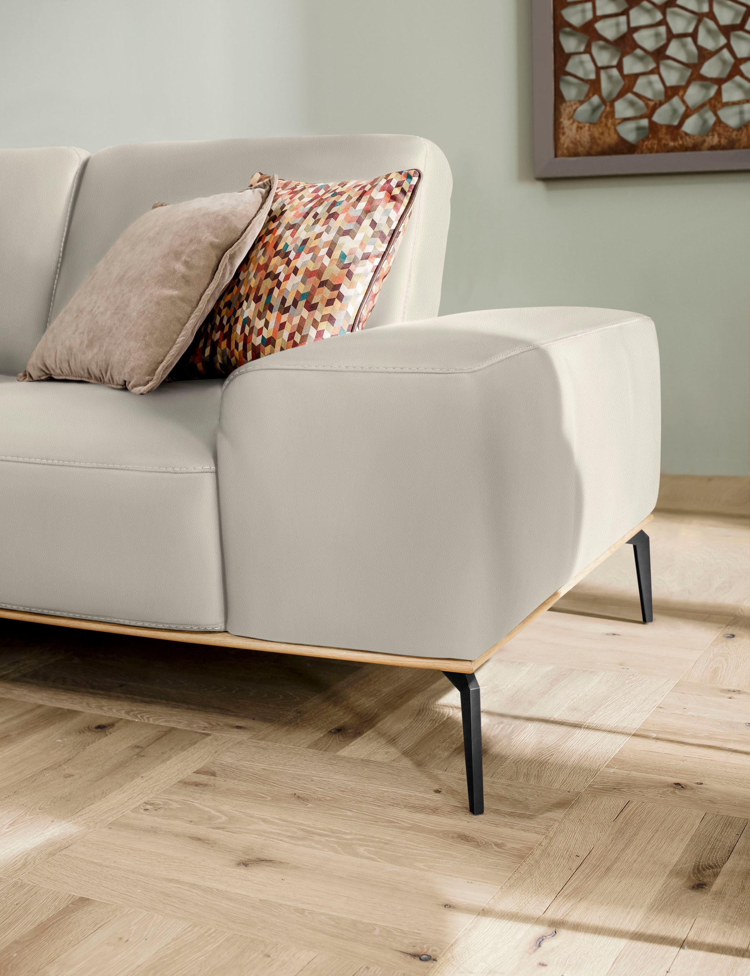 W.SCHILLIG Ecksofa »run, Designsofa mit tollem Sitzkomfort, bequem, L-Form«, mit Holzsockel, Füße in Schwarz pulverbeschichtet, Breite 279 cm