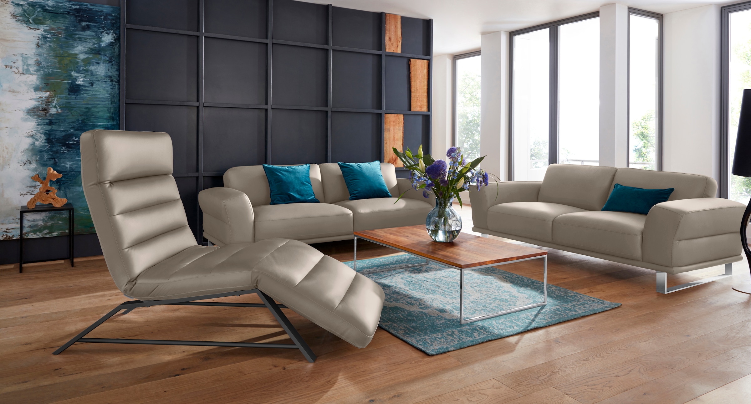 W.SCHILLIG 2,5-Sitzer »montanaa«, mit Metallkufen in Chrom glänzend, Breite 212 cm