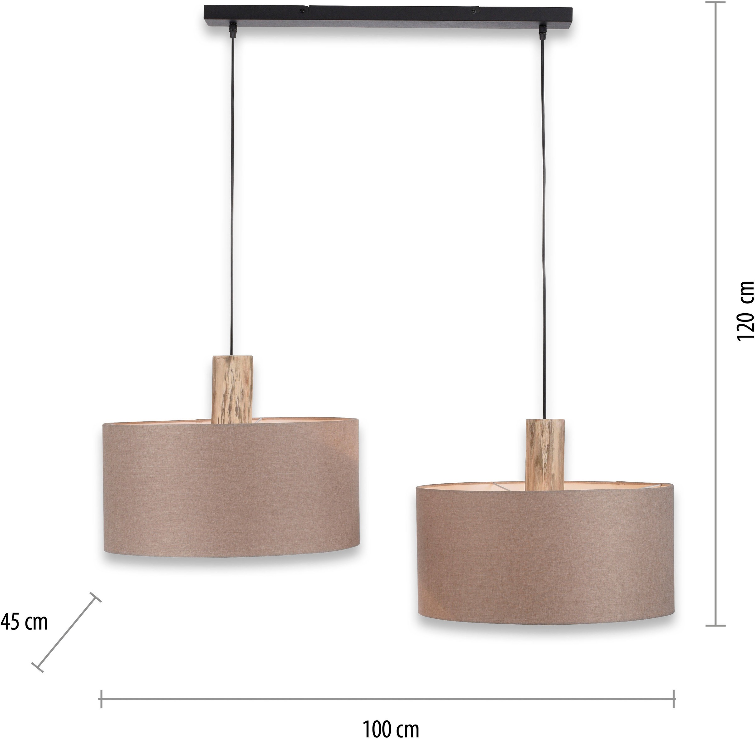 JUST LIGHT Pendelleuchte »LINEN«, 2 flammig, ExklusiveE27